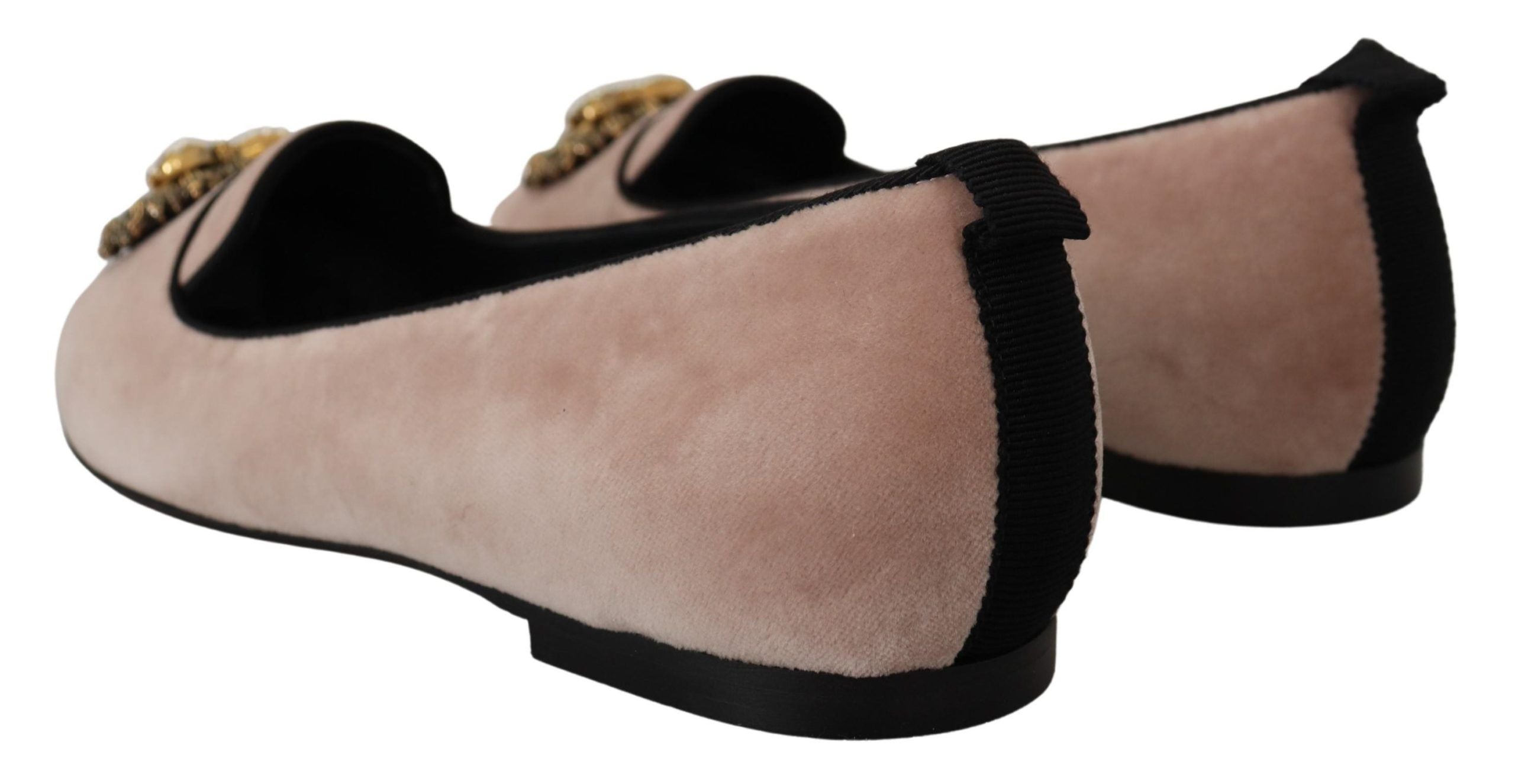 Dolce & Gabbana Pink Velvet Slip-On Loafers and Flats-3