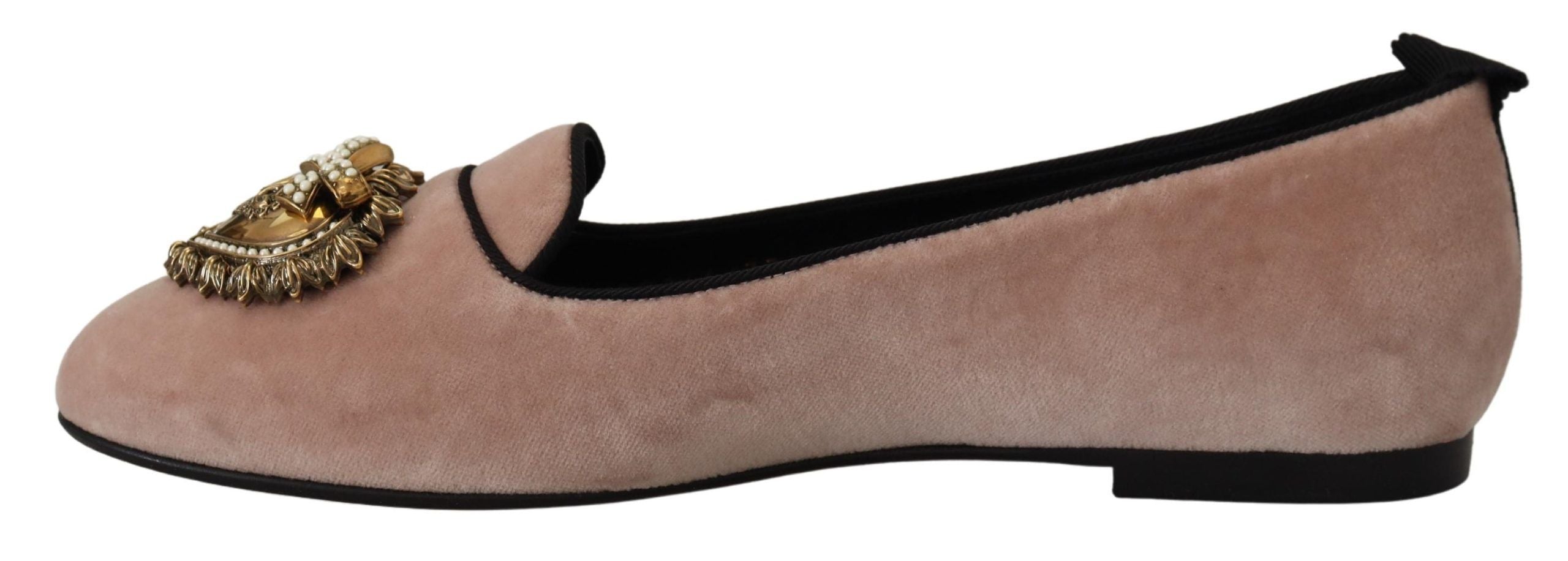 Dolce & Gabbana Pink Velvet Slip-On Loafers and Flats-4