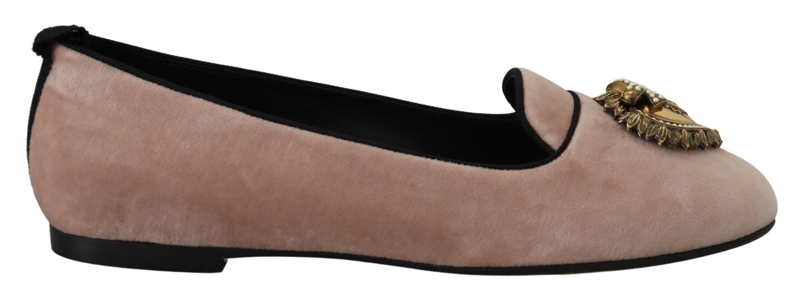 Dolce & Gabbana Pink Velvet Slip-On Loafers and Flats-1