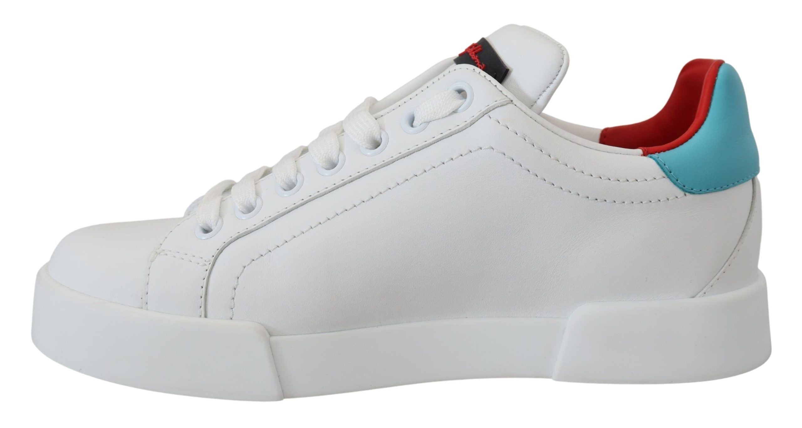 Dolce & Gabbana Weißes Leder Sneaker Portofino Logo Heart Schuhe-4
