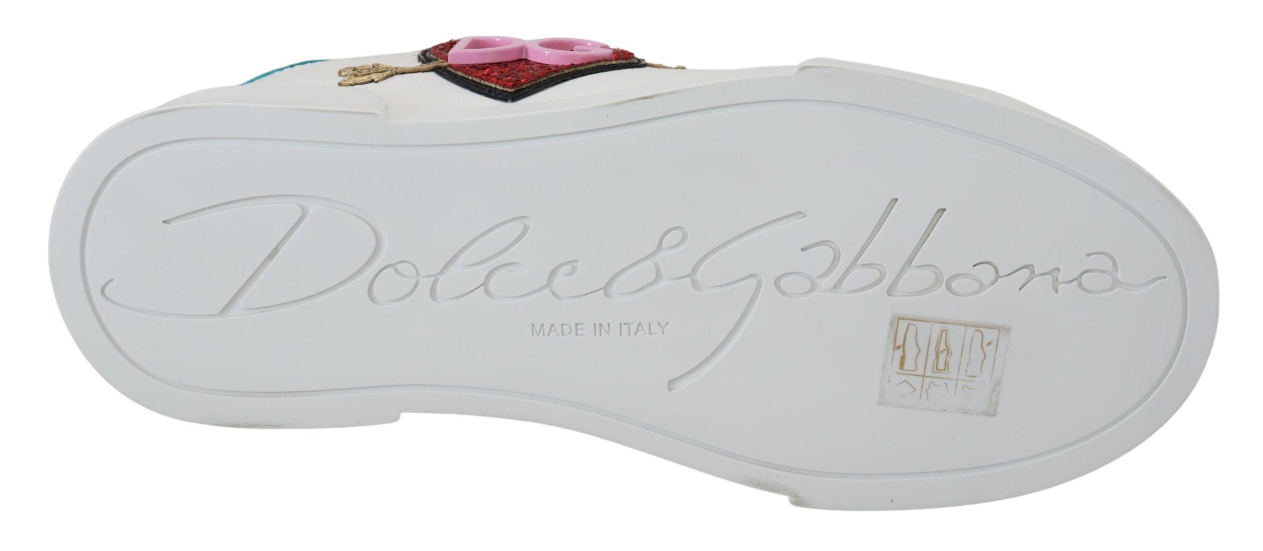 Dolce & Gabbana Weißes Leder Sneaker Portofino Logo Heart Schuhe-5