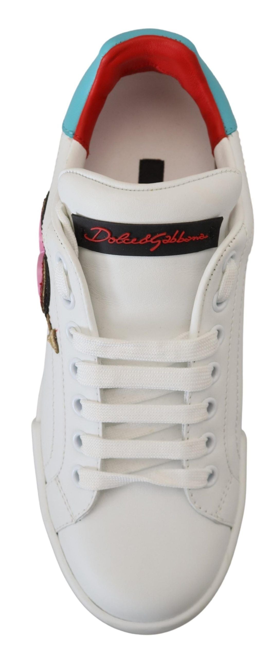 Dolce & Gabbana Weißes Leder Sneaker Portofino Logo Heart Schuhe-6