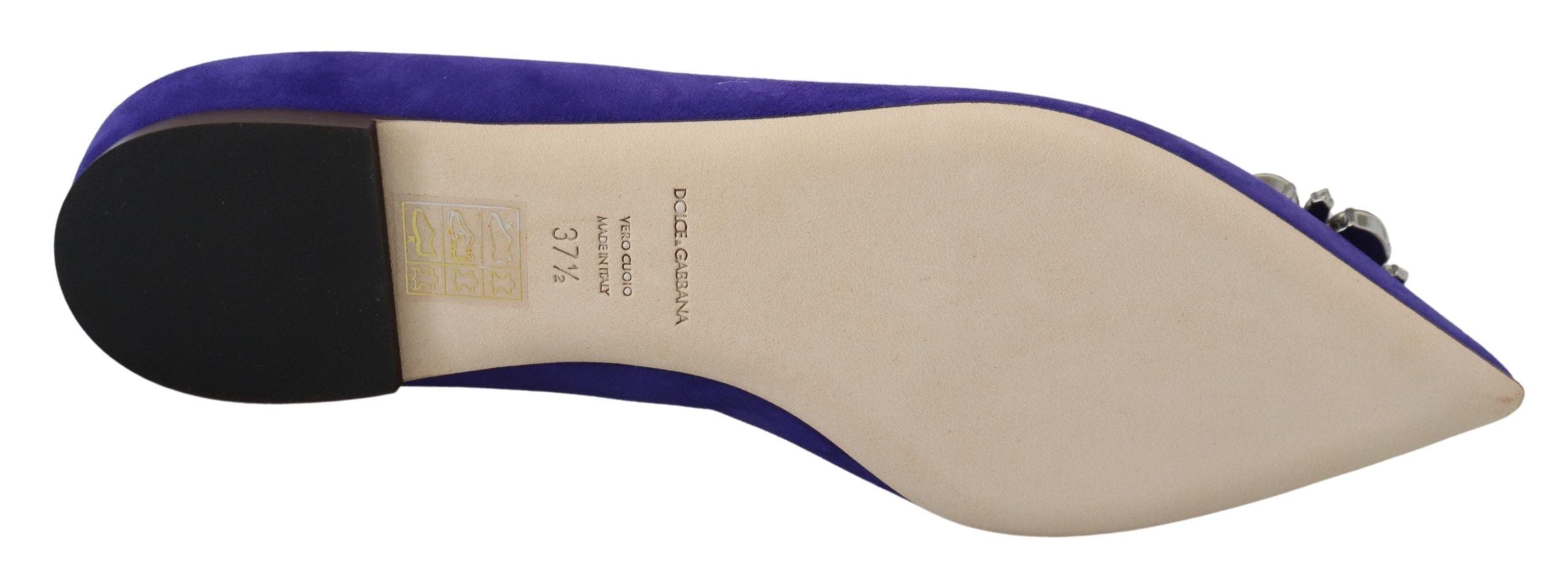 Mocasines planos de ante morado con cristales de Dolce & Gabbana-2