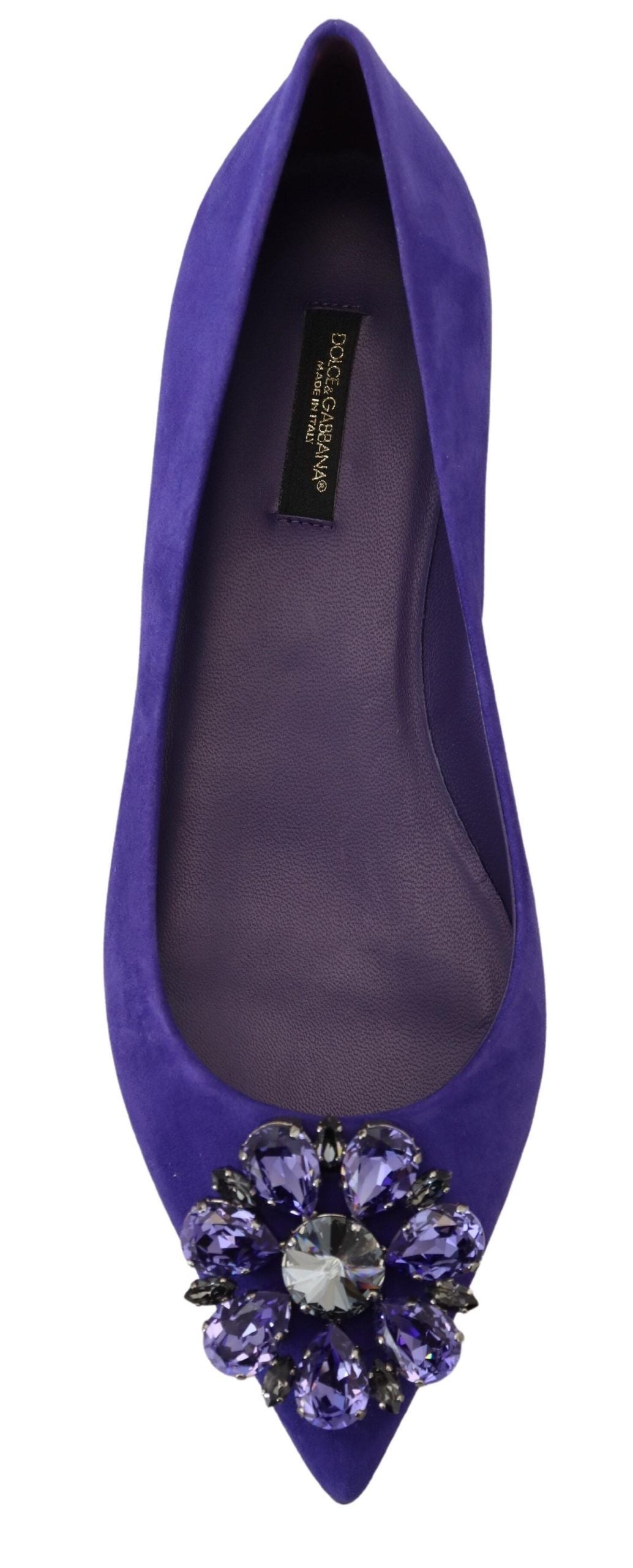 Mocasines planos de ante morado con cristales de Dolce & Gabbana-3