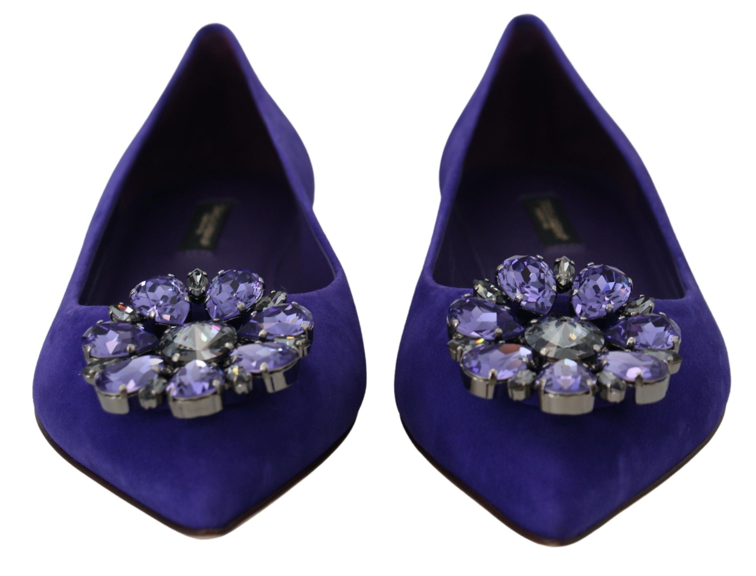 Mocasines planos de ante morado con cristales de Dolce & Gabbana-4