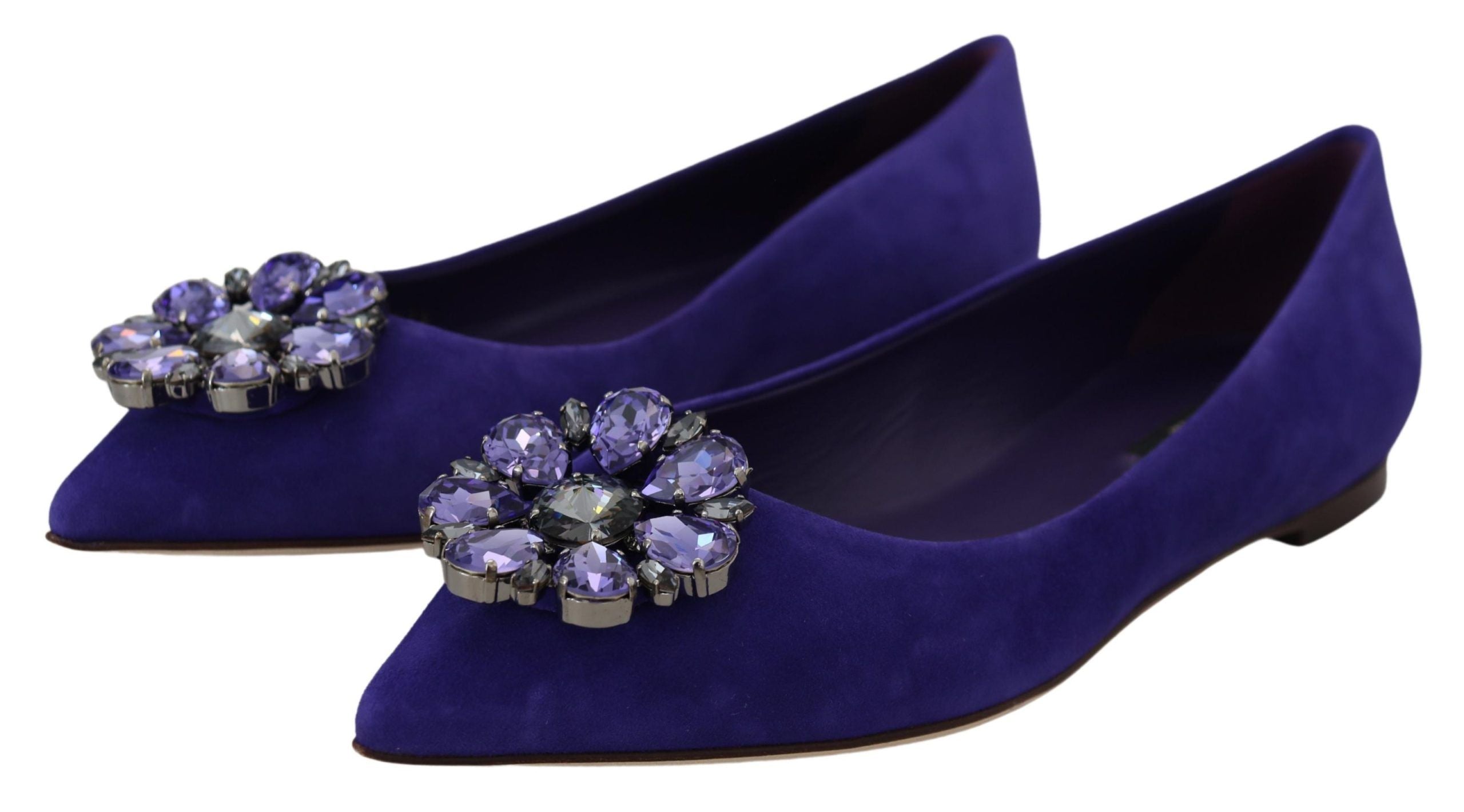 Mocasines planos de ante morado con cristales de Dolce & Gabbana-5
