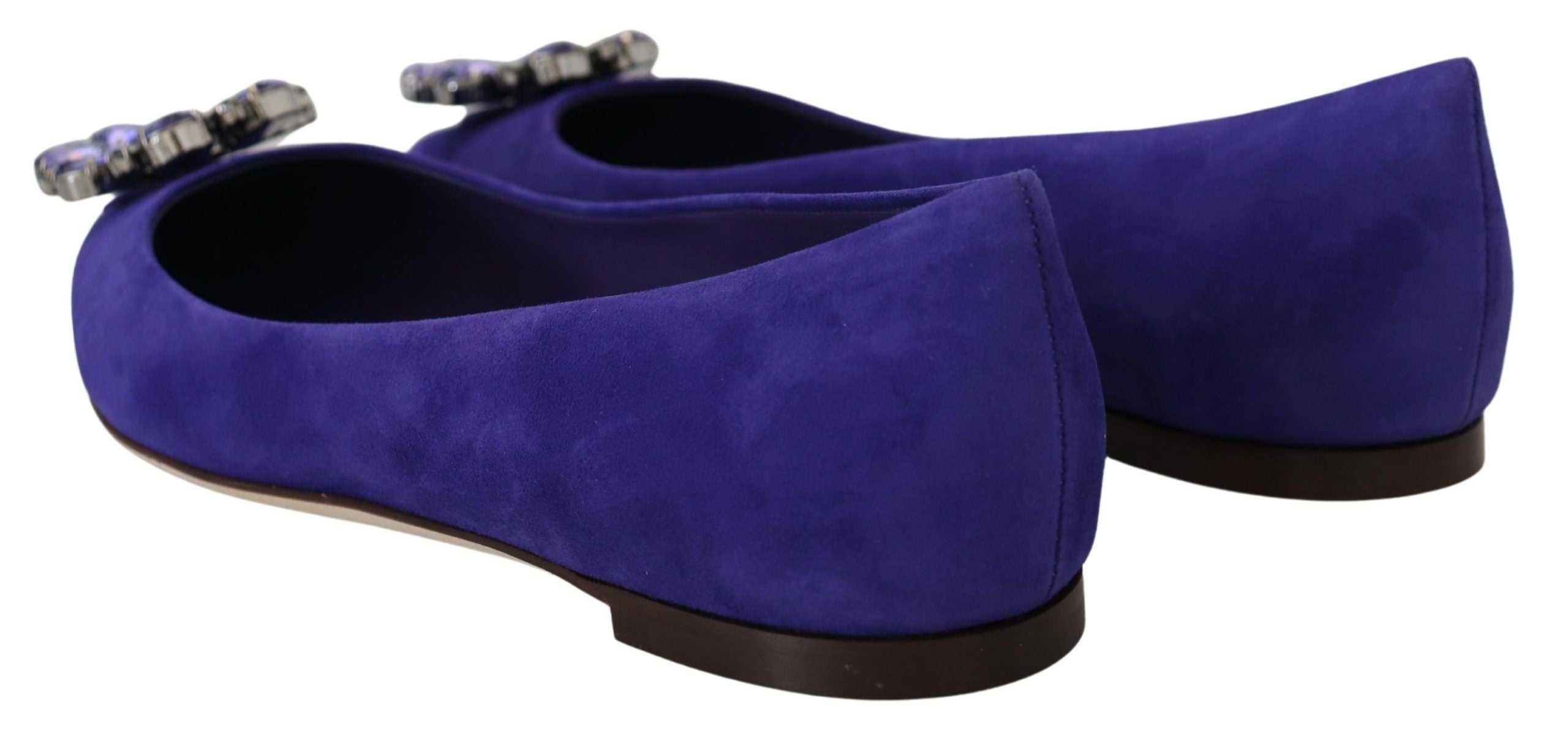 Mocasines planos de ante morado con cristales de Dolce & Gabbana-6