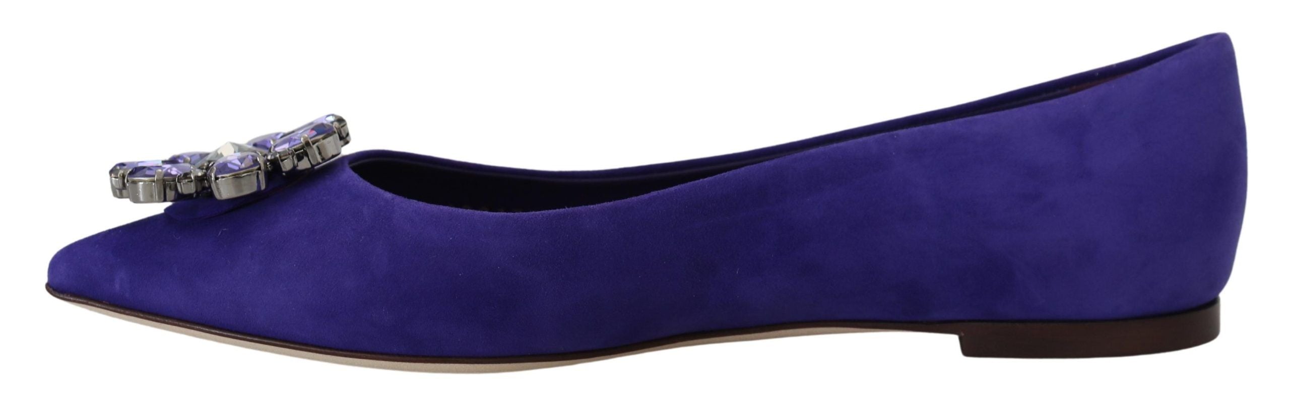 Mocasines planos de ante morado con cristales de Dolce & Gabbana-7