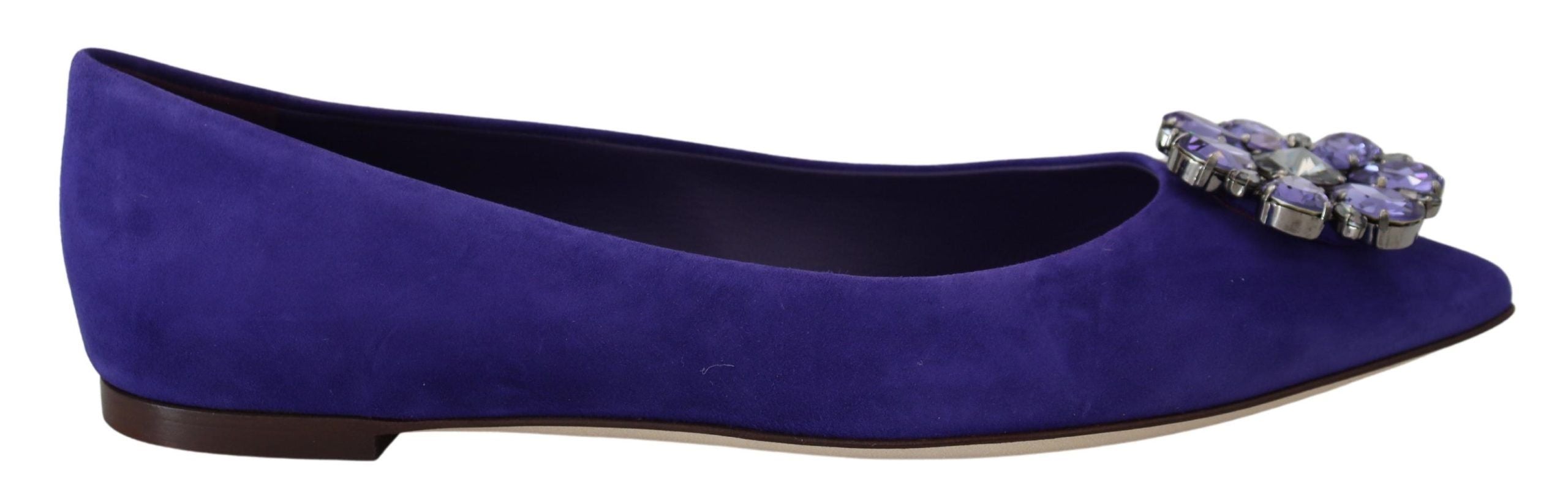 Mocasines planos de ante morado con cristales de Dolce & Gabbana-1