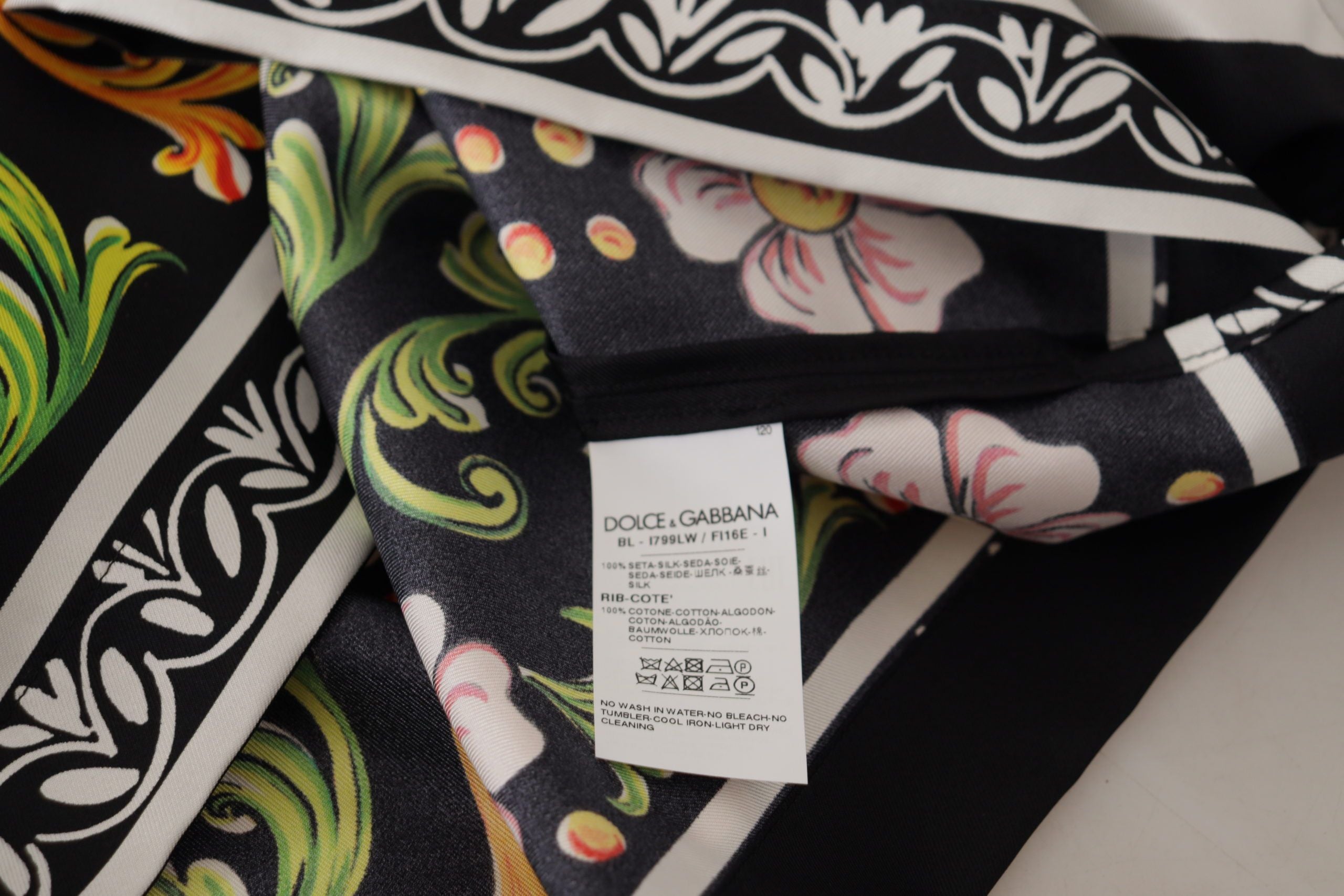 Vestido de manga larga holgado con estampado barroco multicolor de Dolce & Gabbana-5