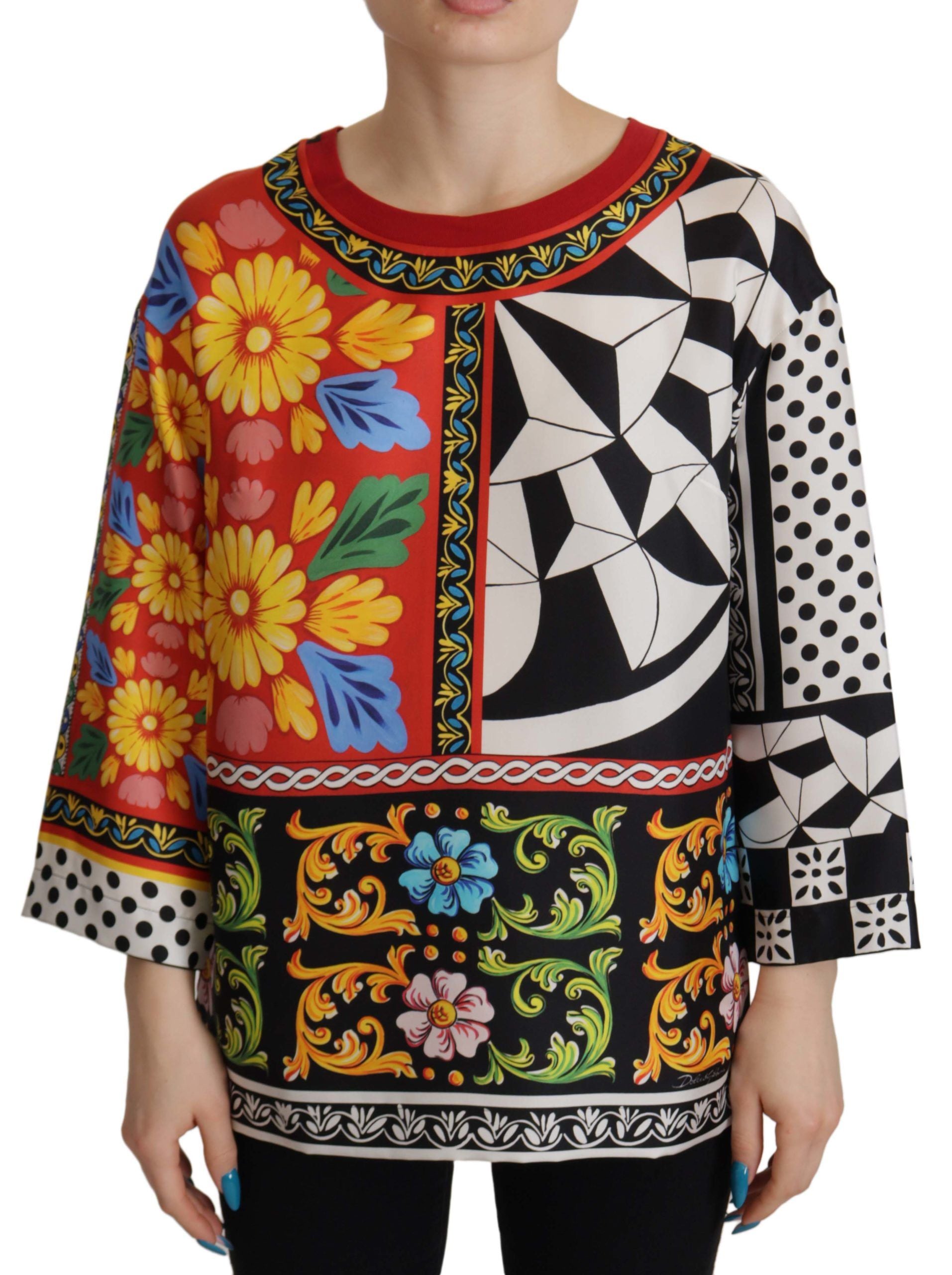 Dolce & Gabbana multi-colored printed baroque loose long sleeves