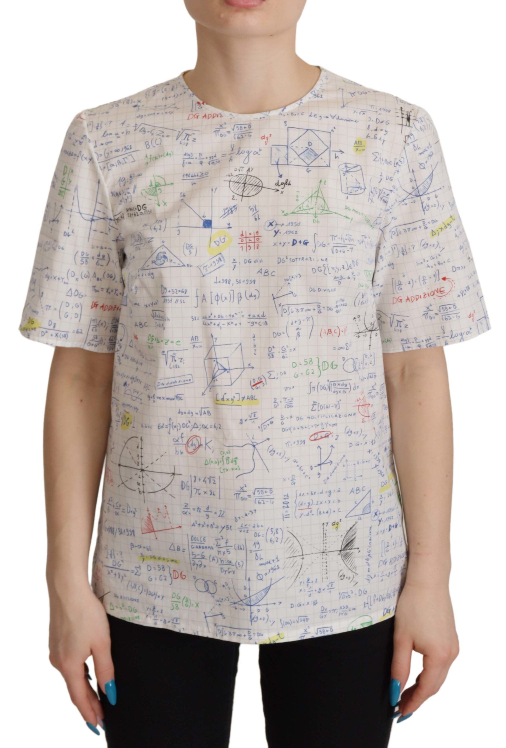 Top de manga corta Algebra de algodón blanco de Dolce & Gabbana-1
