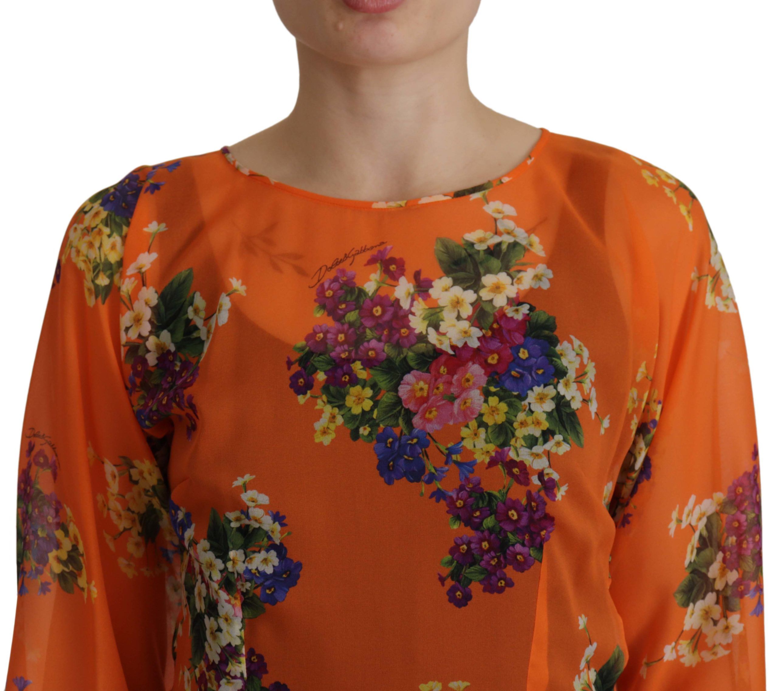 Dolce & Gabbana orange long-sleeved blouse with floral print-3