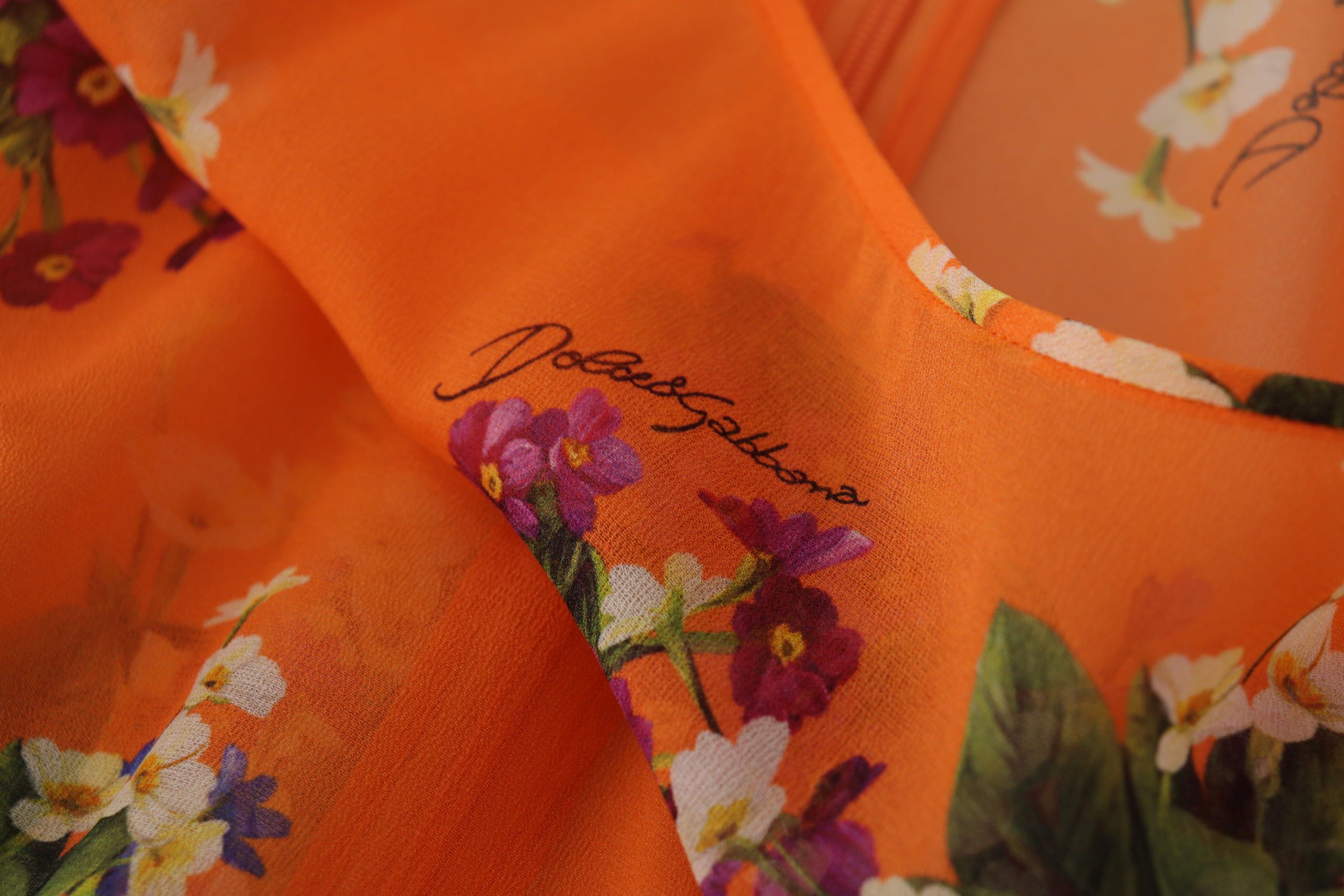 Dolce & Gabbana orange long-sleeved blouse with floral print-5