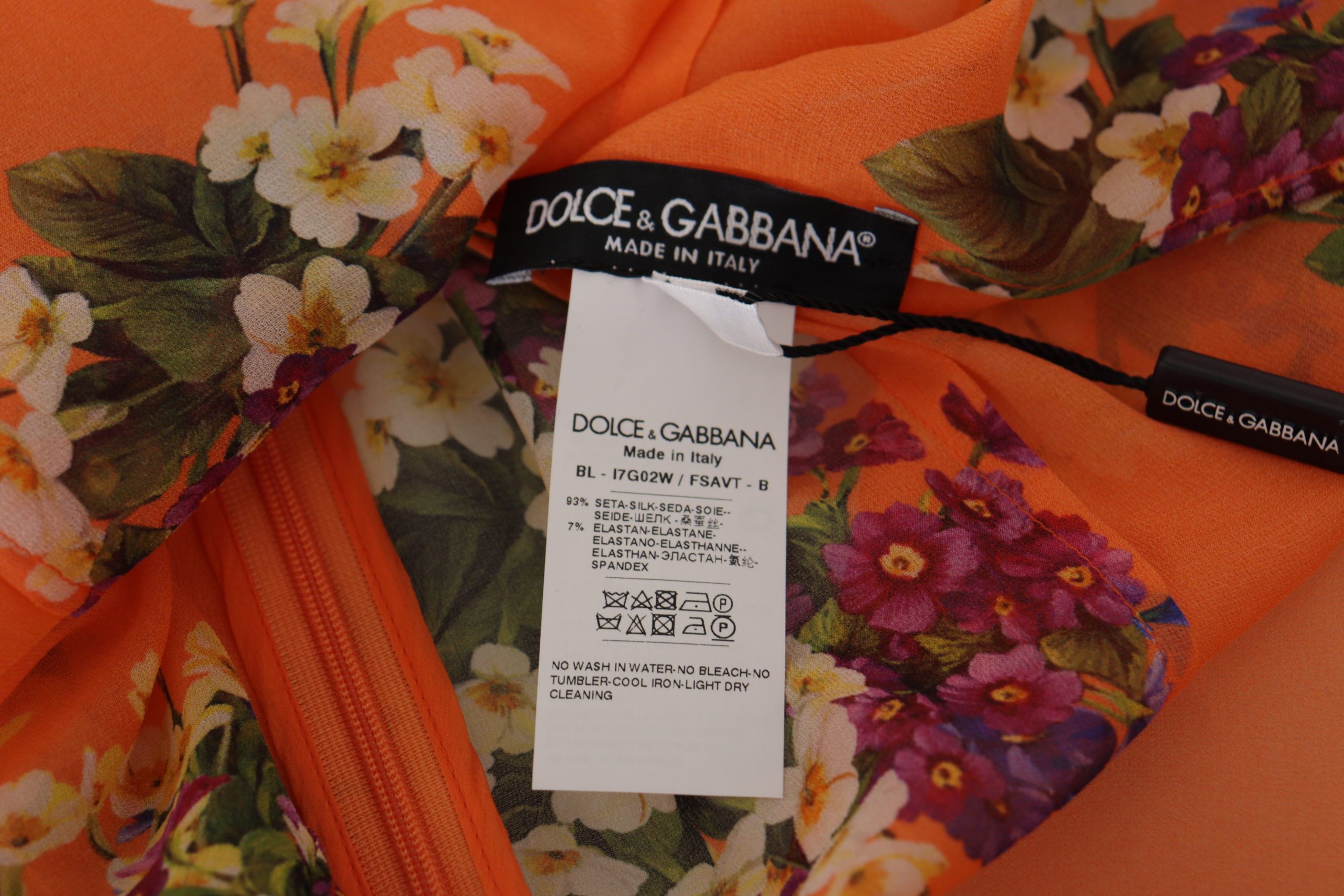 Dolce & Gabbana orange long-sleeved blouse with floral print-6