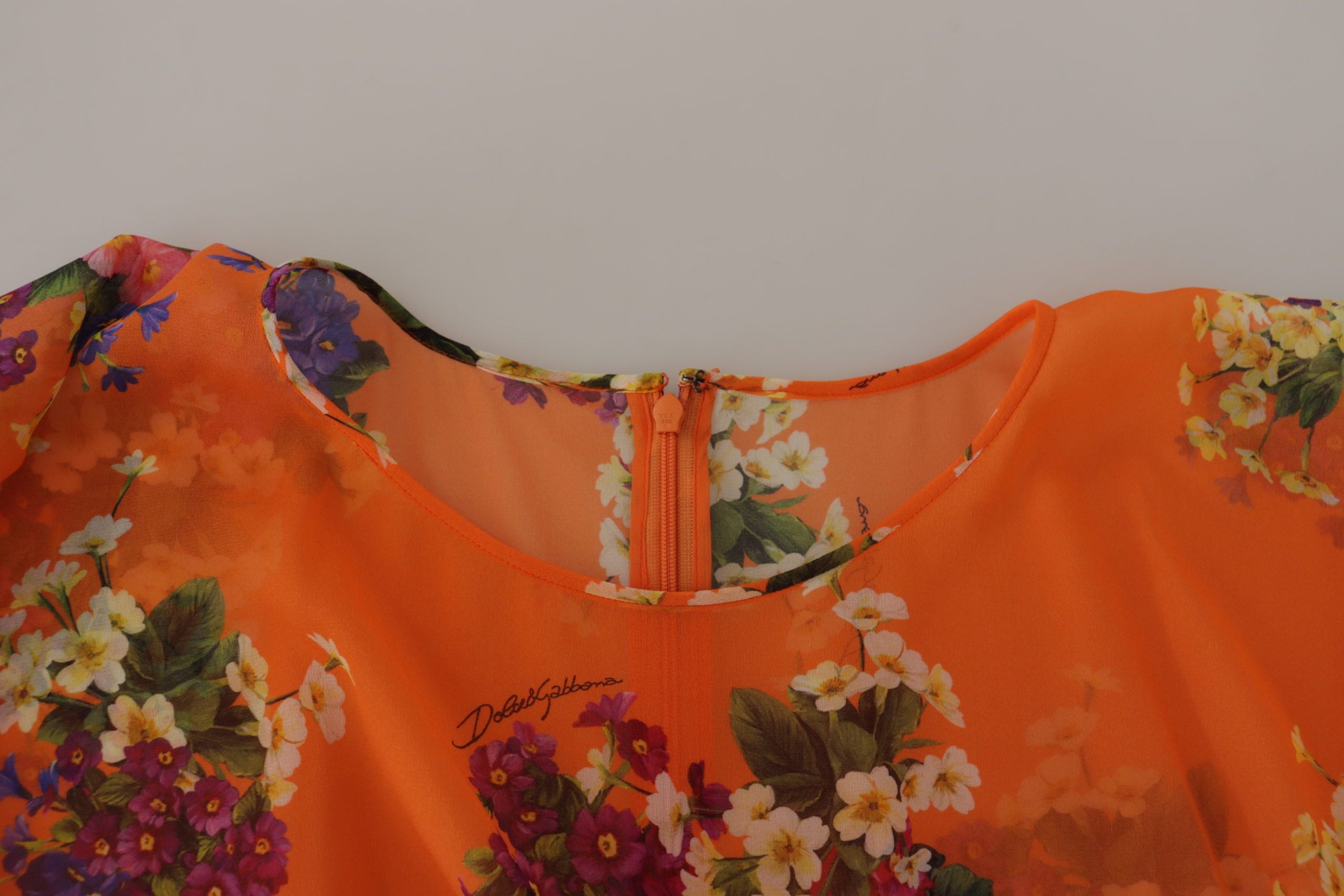 Dolce & Gabbana orange long-sleeved blouse with floral print-8