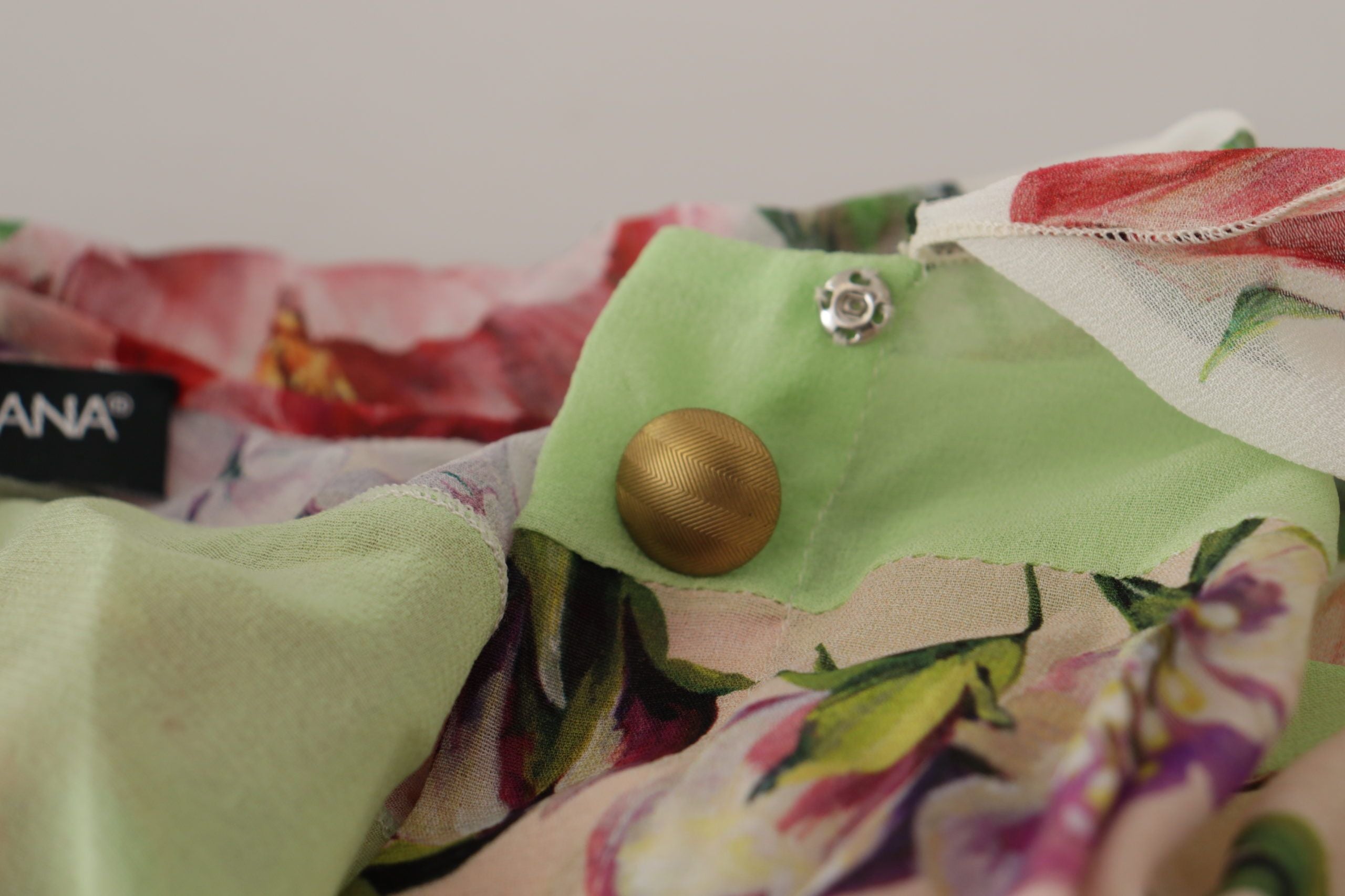 Dolce & Gabbana Multicolor Floral Patchwork Design Ascot Collar Top Blouse-6