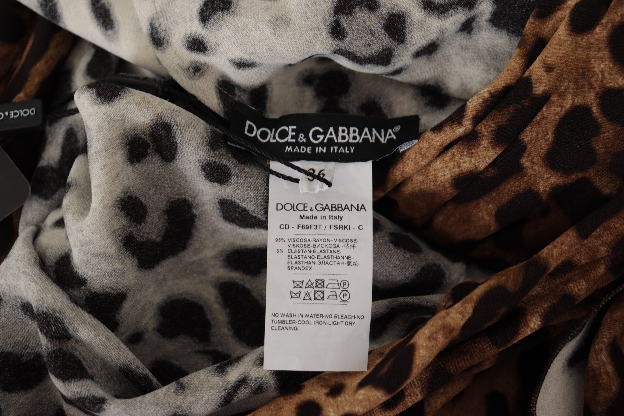 Dolce & Gabbana Braunes Leoparden Wickelkleid in A-Linie Maxi Viskose-6