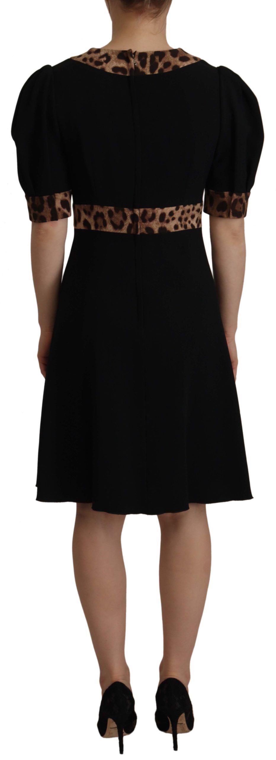 Dolce & Gabbana Black Leopard A-Line Knee-Length Dress-2