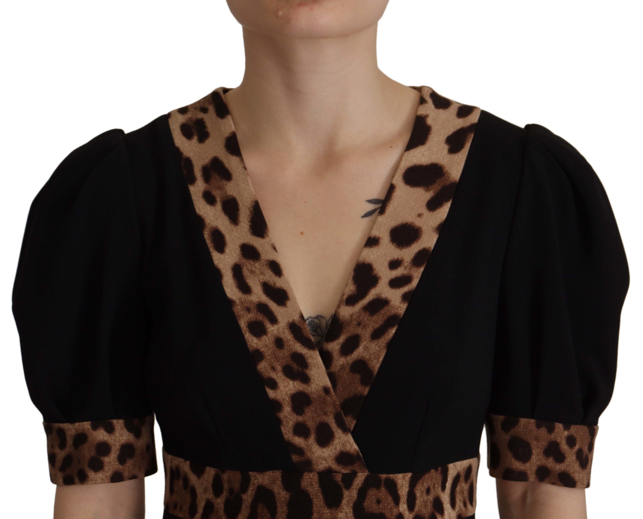 Dolce & Gabbana Black Leopard A-Line Knee-Length Dress-3