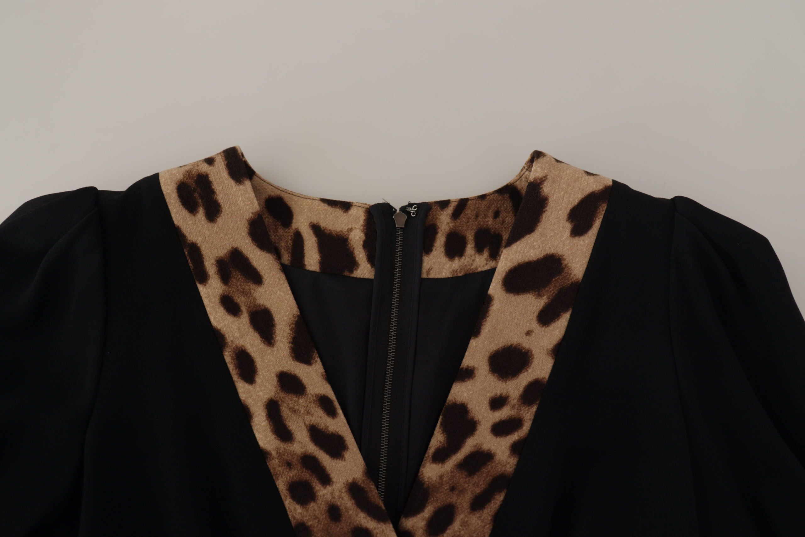 Dolce & Gabbana Black Leopard A-Line Knee-Length Dress-6