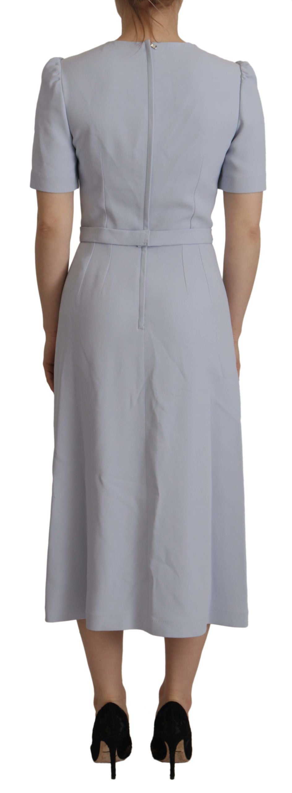 Dolce & Gabbana blue viscose midi dress with floral appliqués-3
