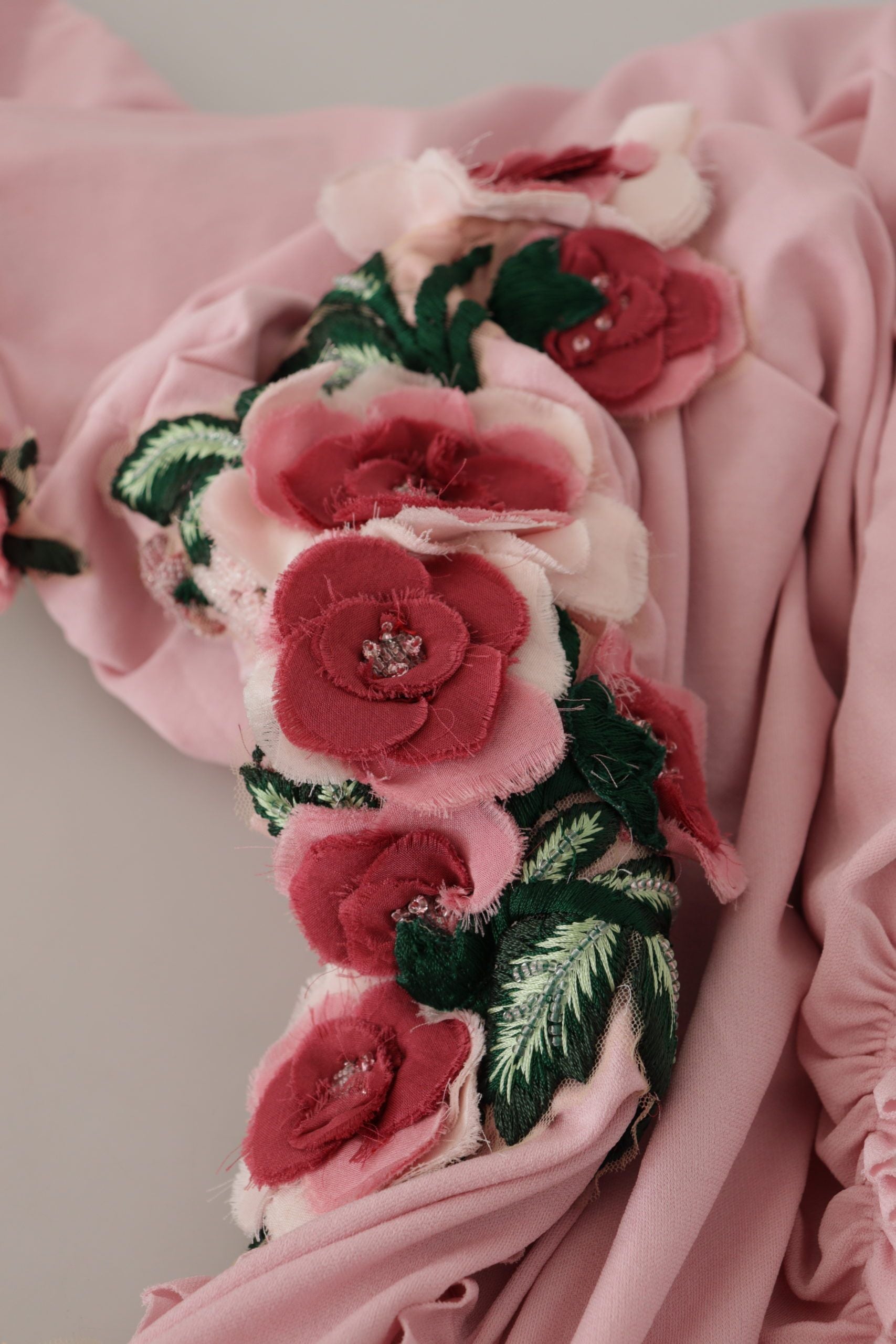 Dolce & Gabbana pink floral one-shoulder dress-6