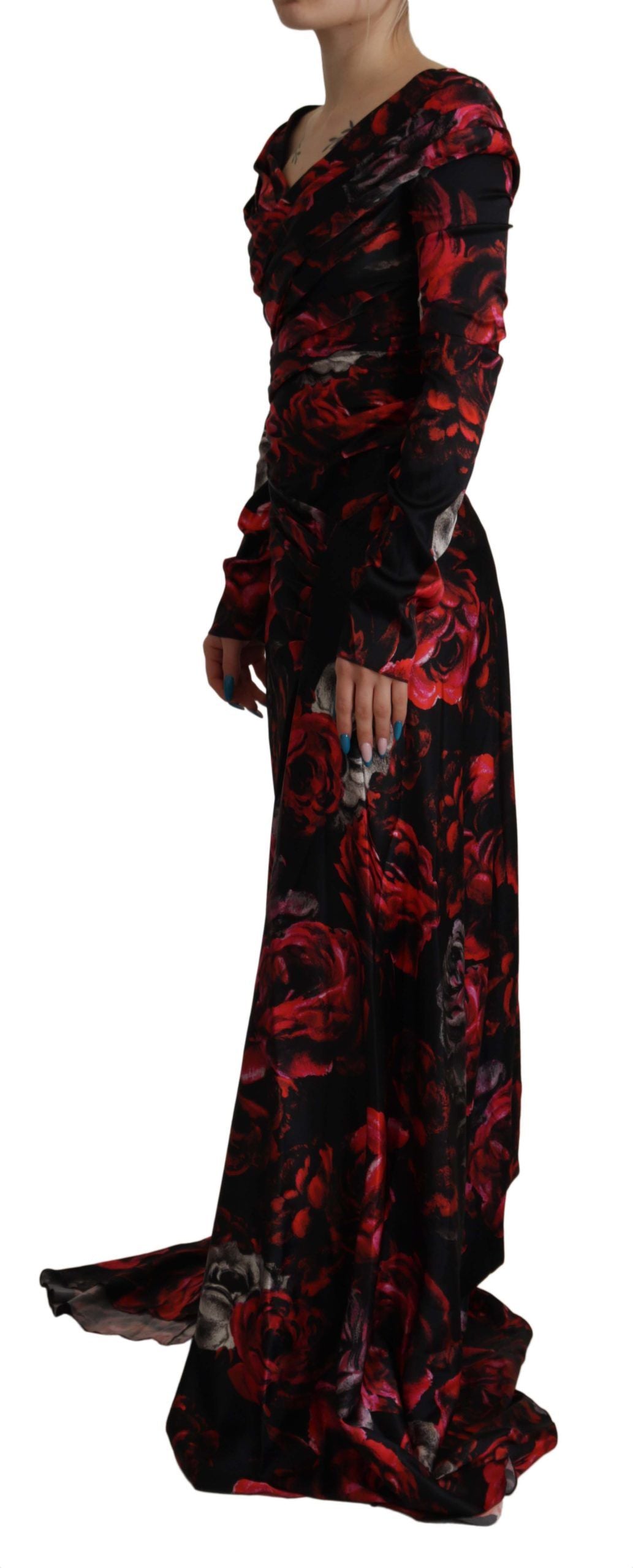 Dolce & Gabbana Black Floral Rose A-Line Sheath Dress-2