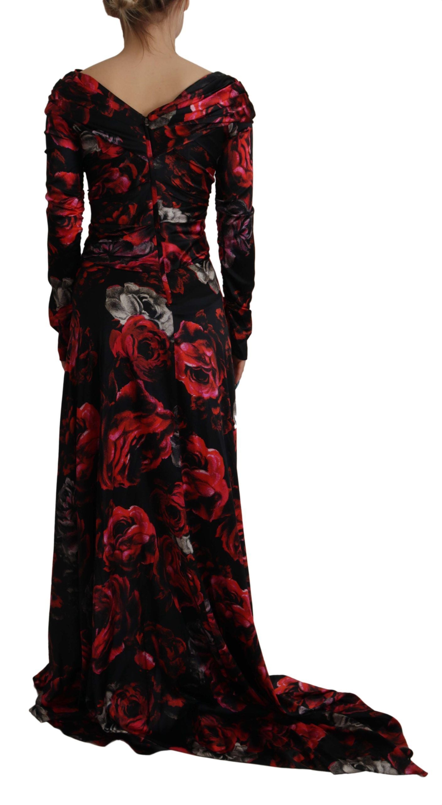 Dolce & Gabbana Black Floral Rose A-Line Sheath Dress-3