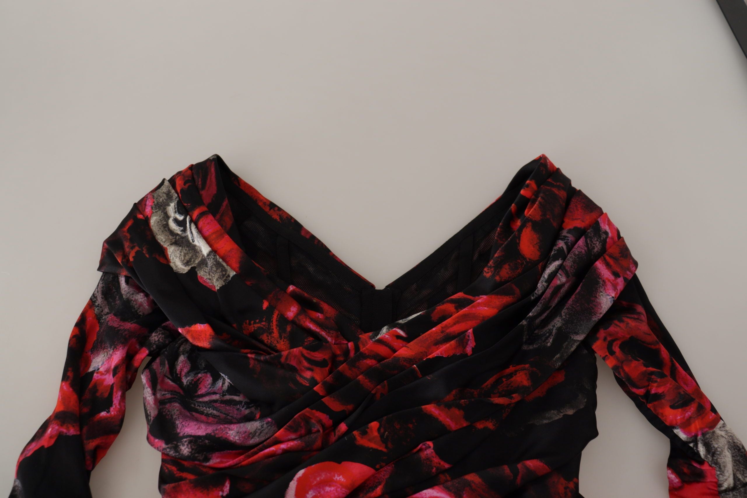 Dolce & Gabbana Black Floral Rose A-Line Sheath Dress-6