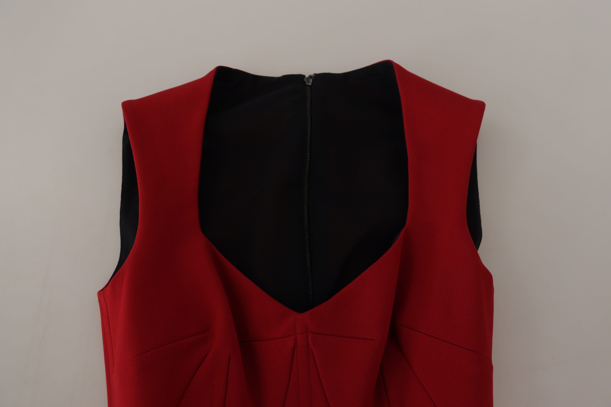 Dolce & Gabbana Red Bodycon Midi Dress with Sweetheart Neckline-5