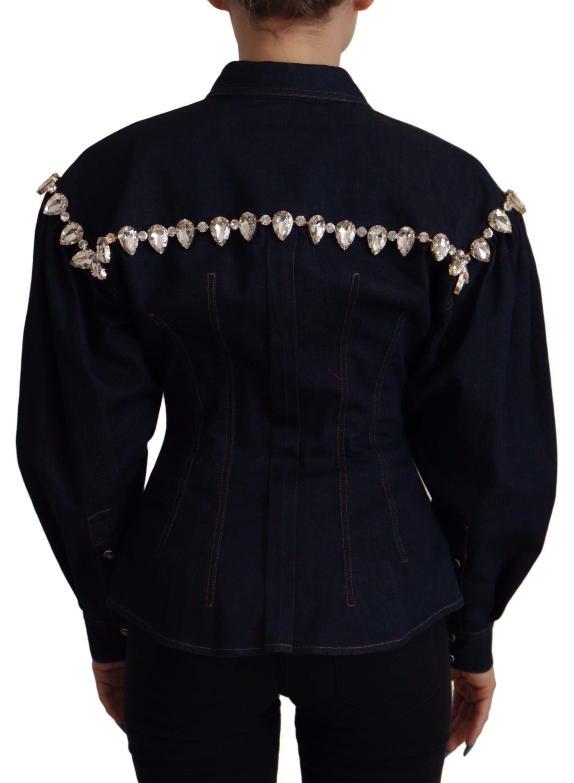 Chaqueta vaquera azul Dolce & Gabbana de algodón con adorno de cristales-3