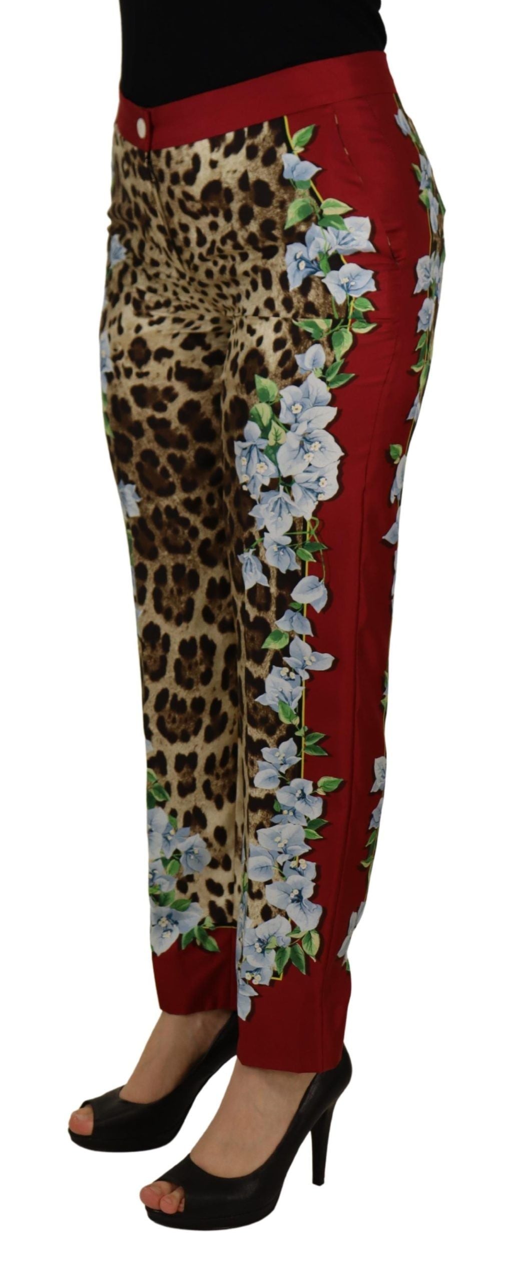 Dolce & Gabbana Multicolor Leopard Flora Printed Mid Waist Trousers-2