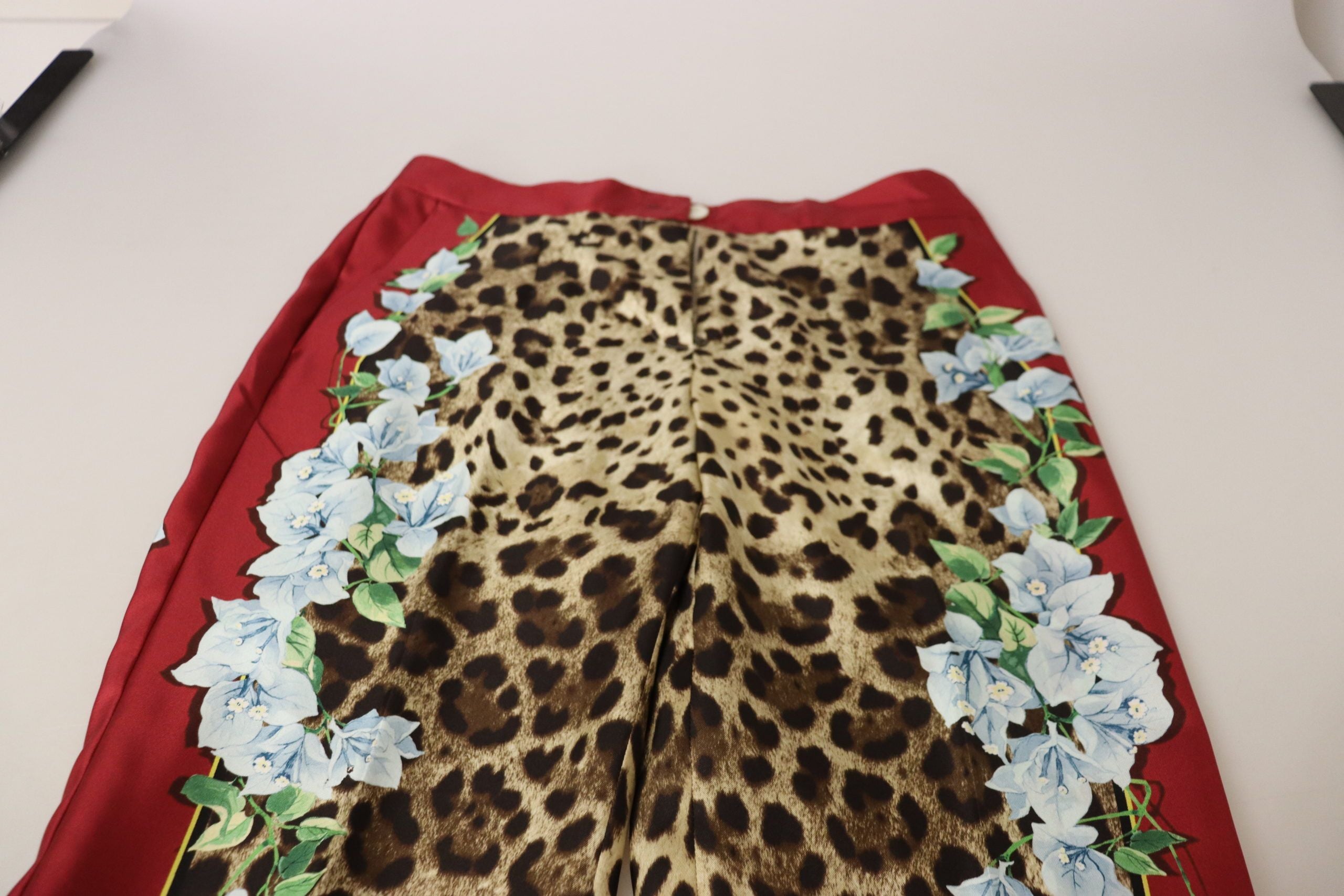 Dolce & Gabbana Multicolor Leopard Flora Printed Mid Waist Trousers-4