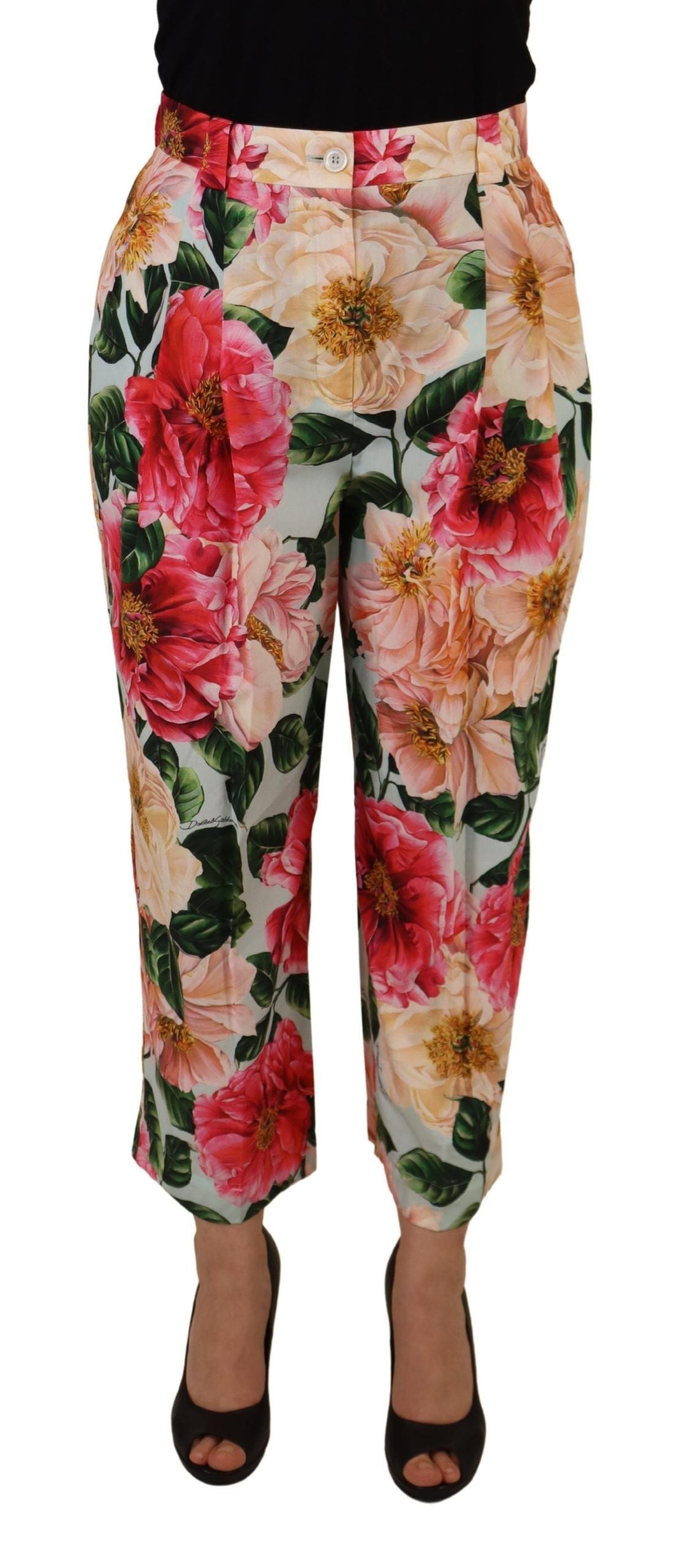 Dolce & Gabbana Multicolor Flora printed high-waisted cropped trousers