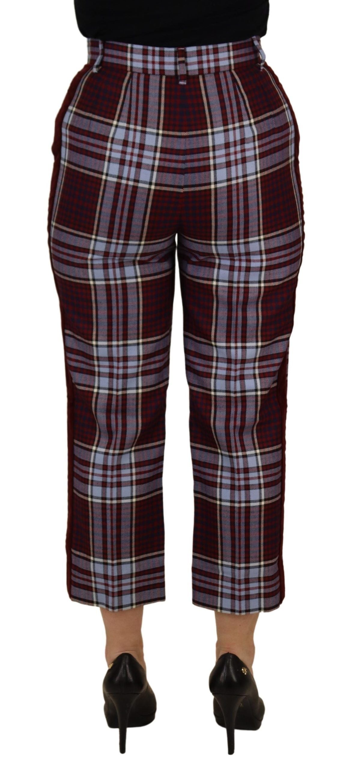 Dolce & Gabbana grey plaid high-waisted split trousers-2