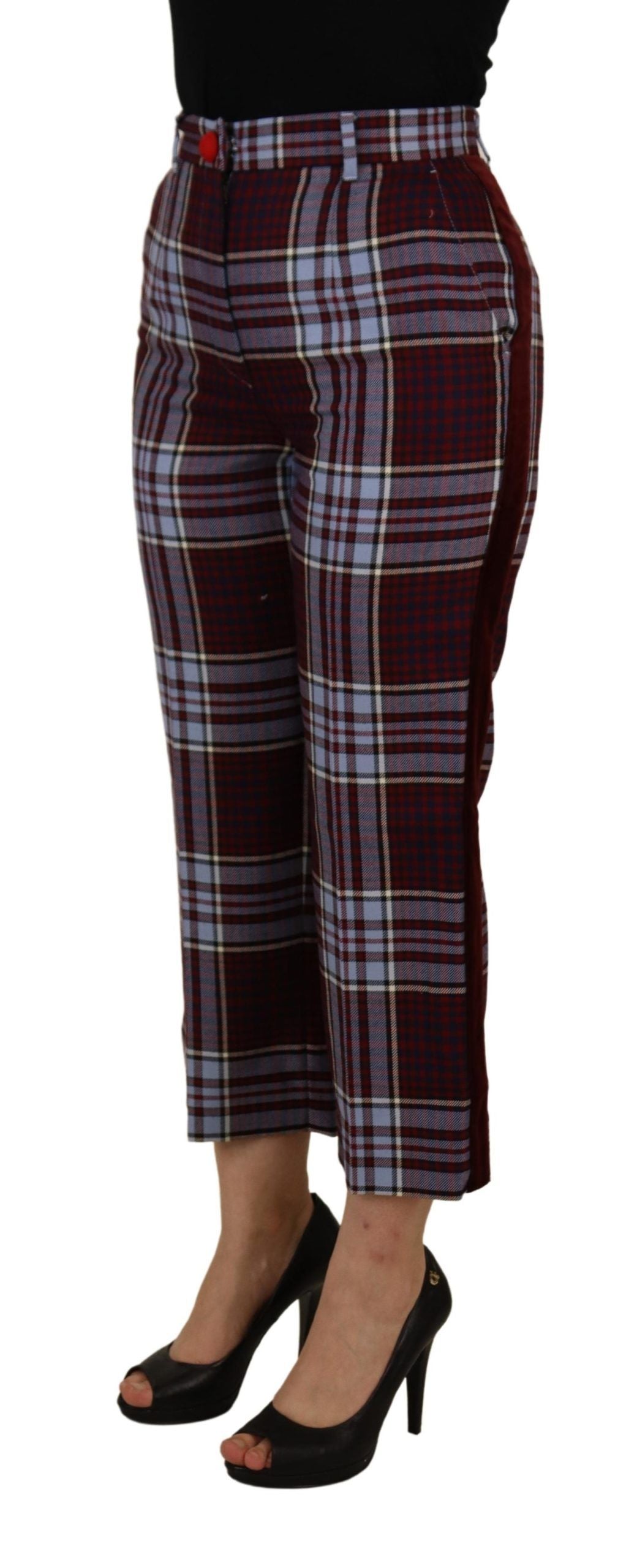 Dolce & Gabbana grey plaid high-waisted split trousers-3