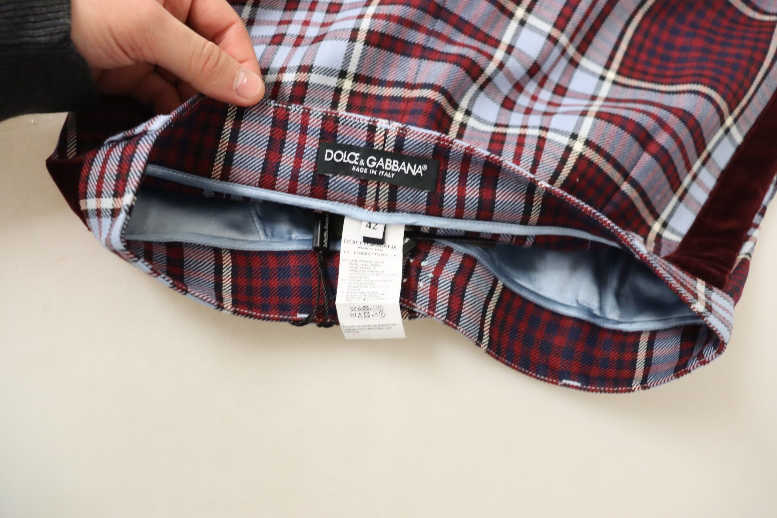 Dolce & Gabbana grey plaid high-waisted split trousers-4