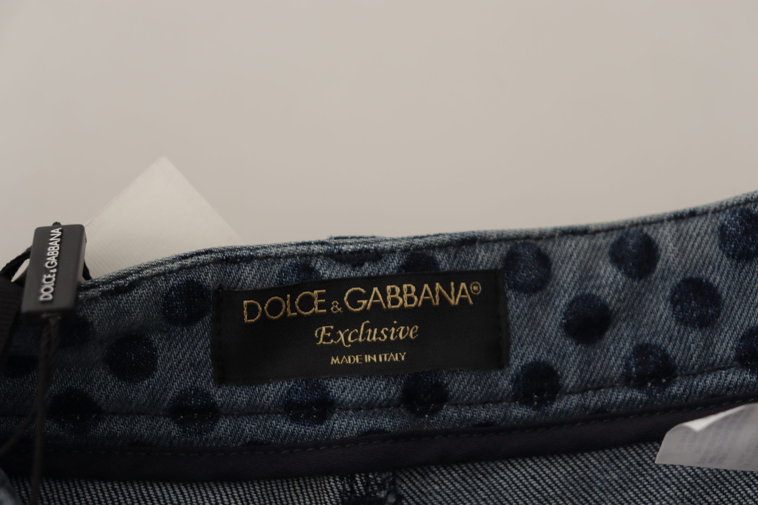 Dolce & Gabbana Blaue, geblümte Skinny-Jeans mit hoher Taille-4