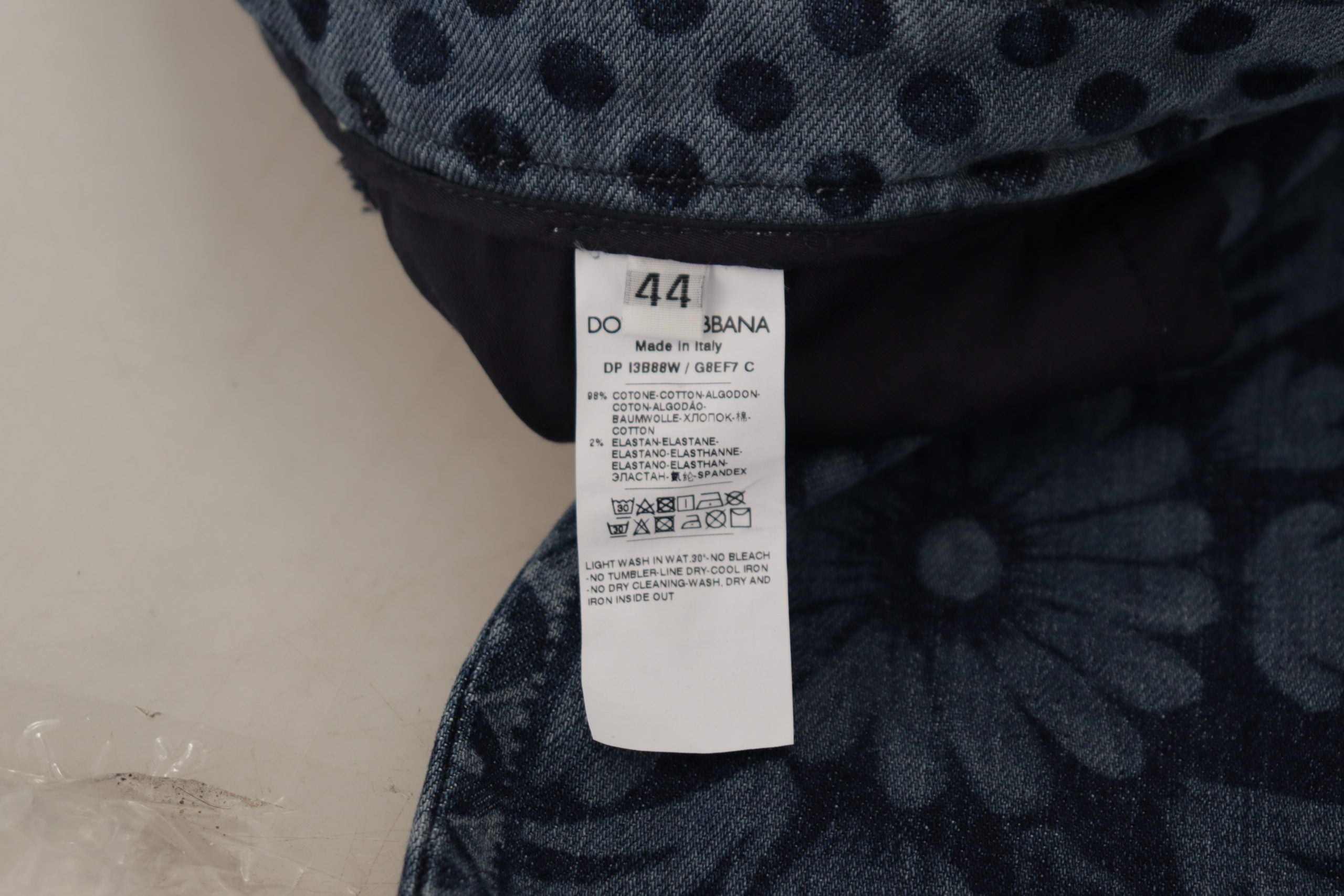 Dolce & Gabbana Blaue, geblümte Skinny-Jeans mit hoher Taille-7