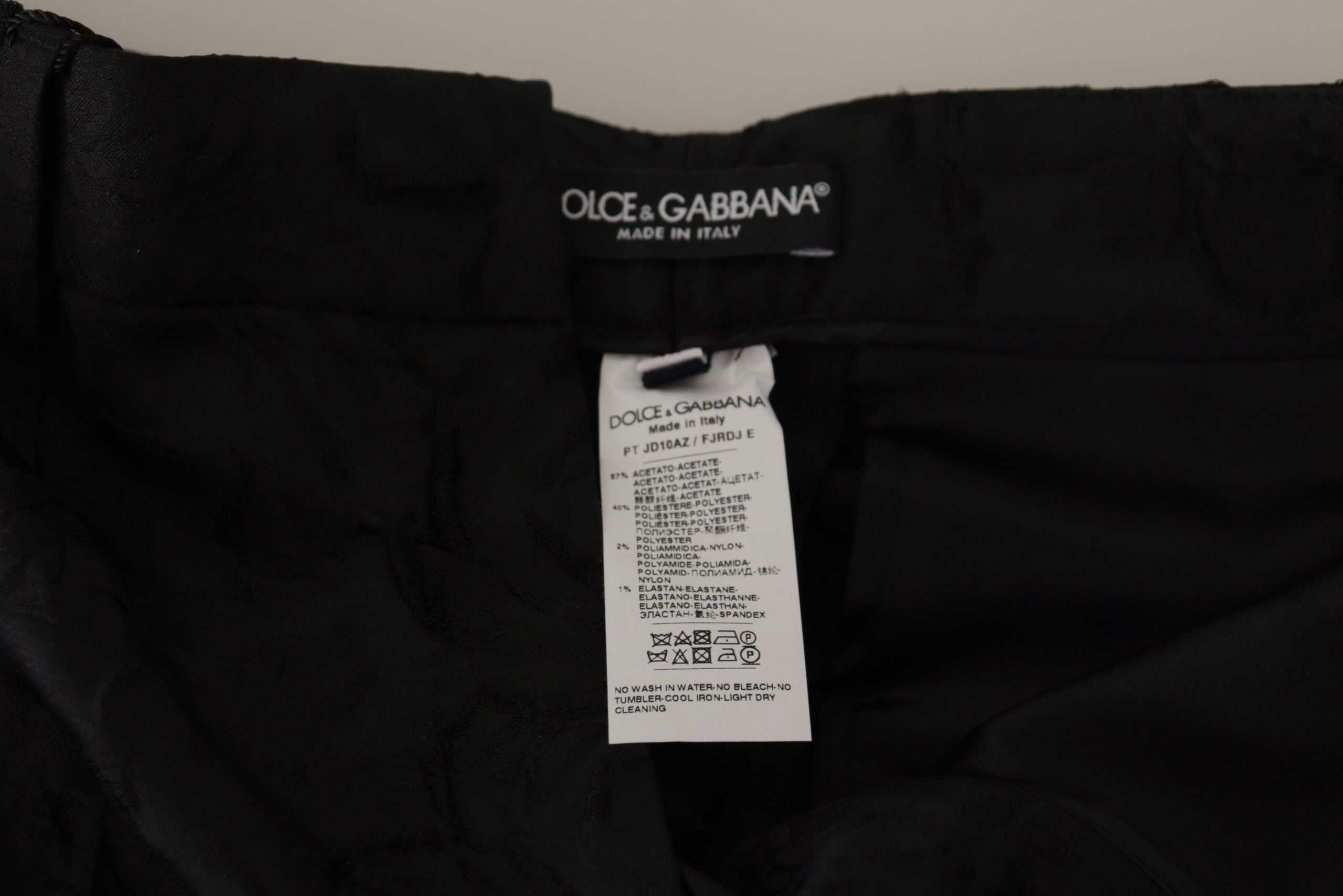 Dolce & Gabbana Black Brocade High-Waisted Trousers-4