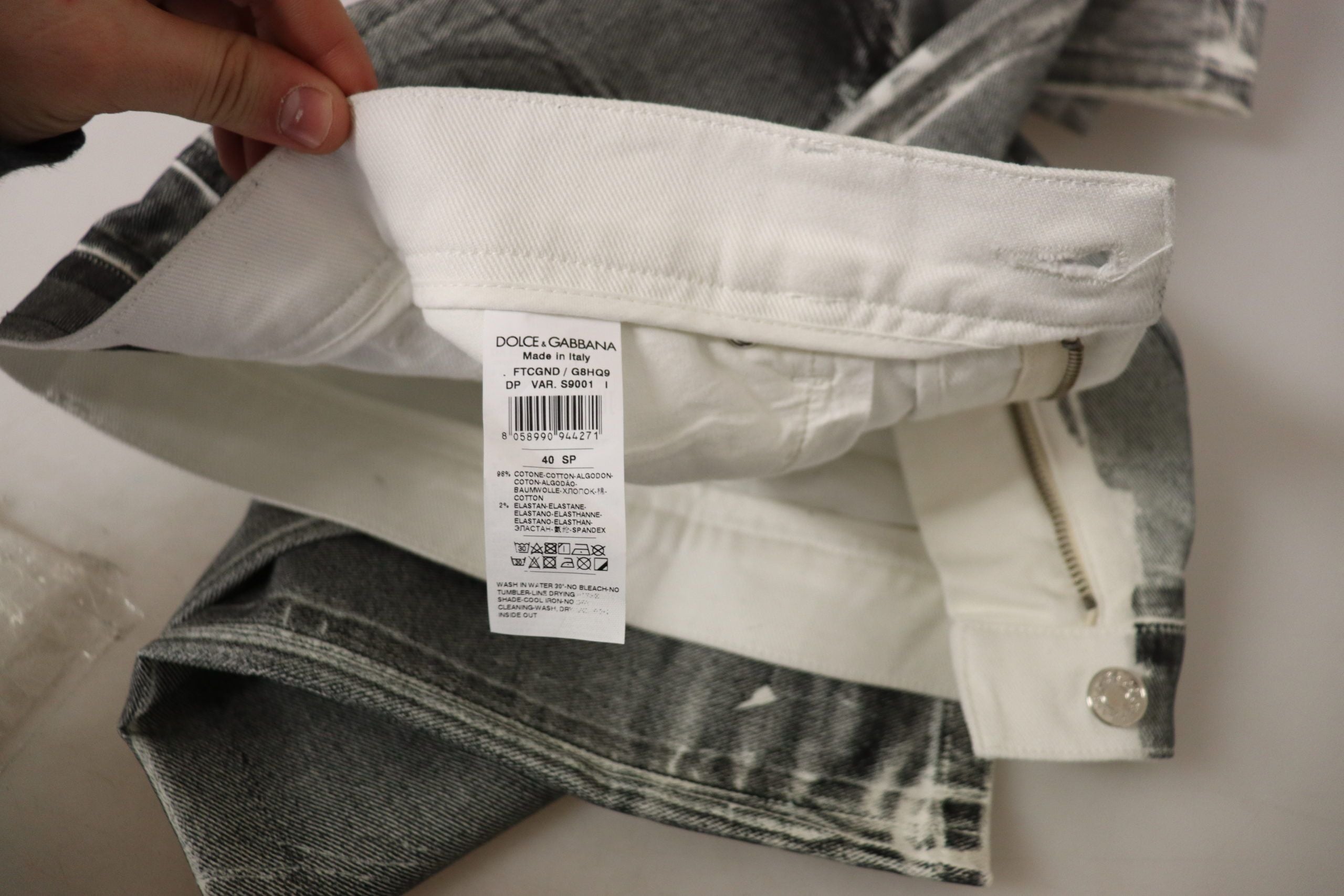 Dolce & Gabbana Graue gewaschene Denim-Hose mit hoher Taille Baumwolljeans-7
