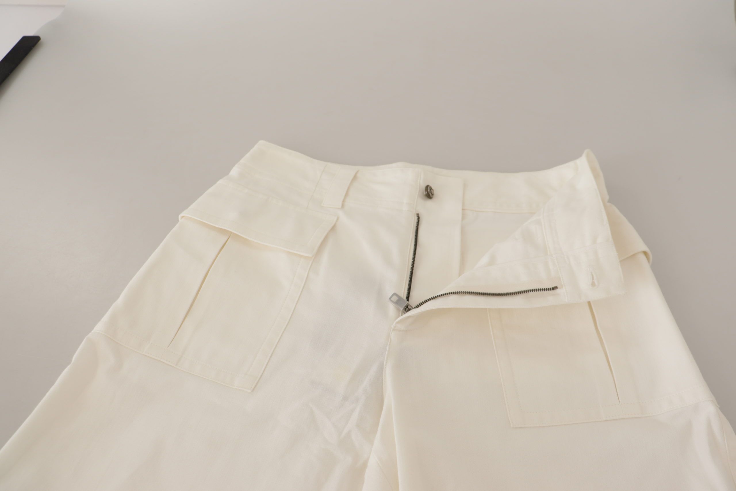 Dolce & Gabbana White tapered high-waisted cotton trousers for women-4