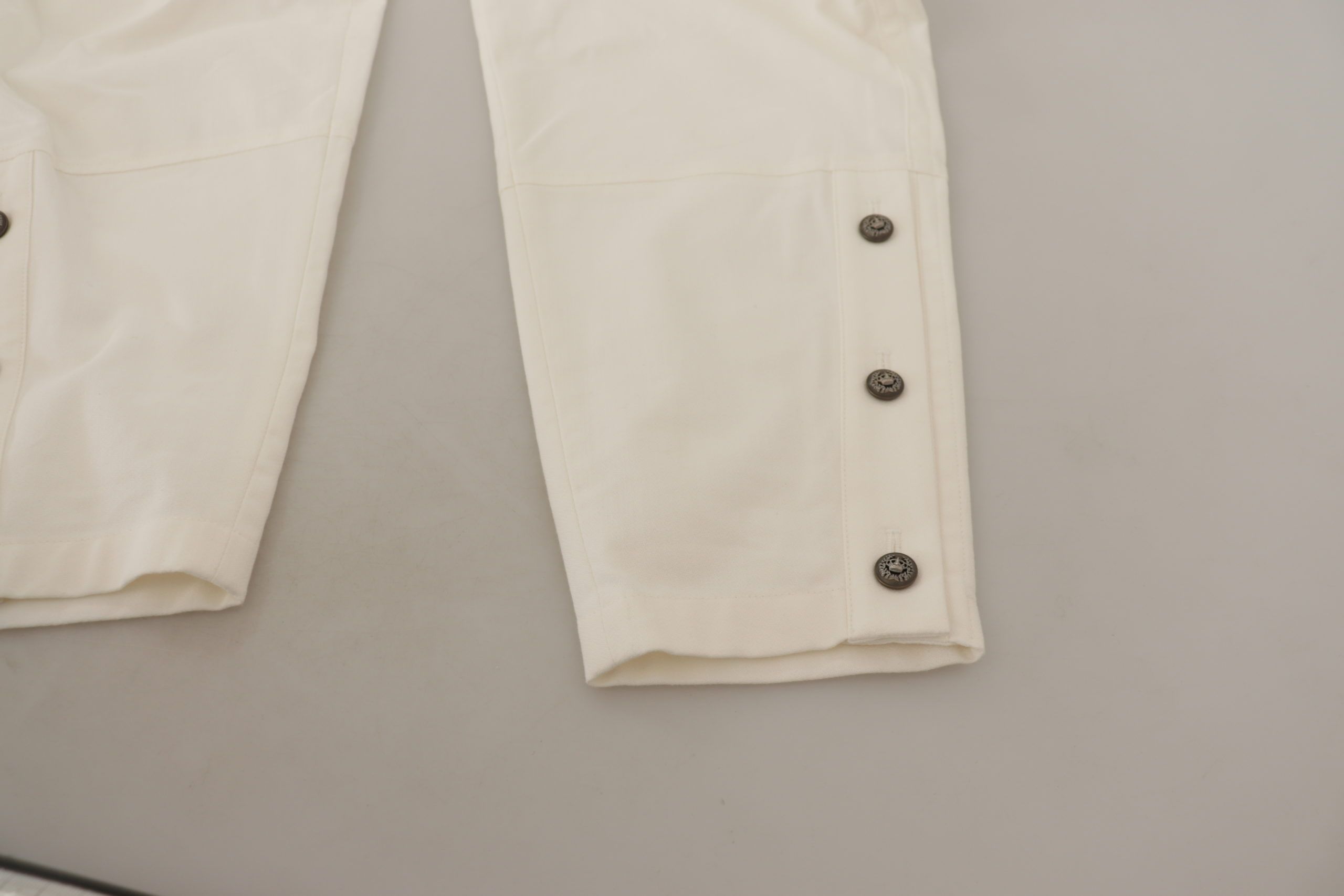 Dolce & Gabbana White tapered high-waisted cotton trousers for women-5