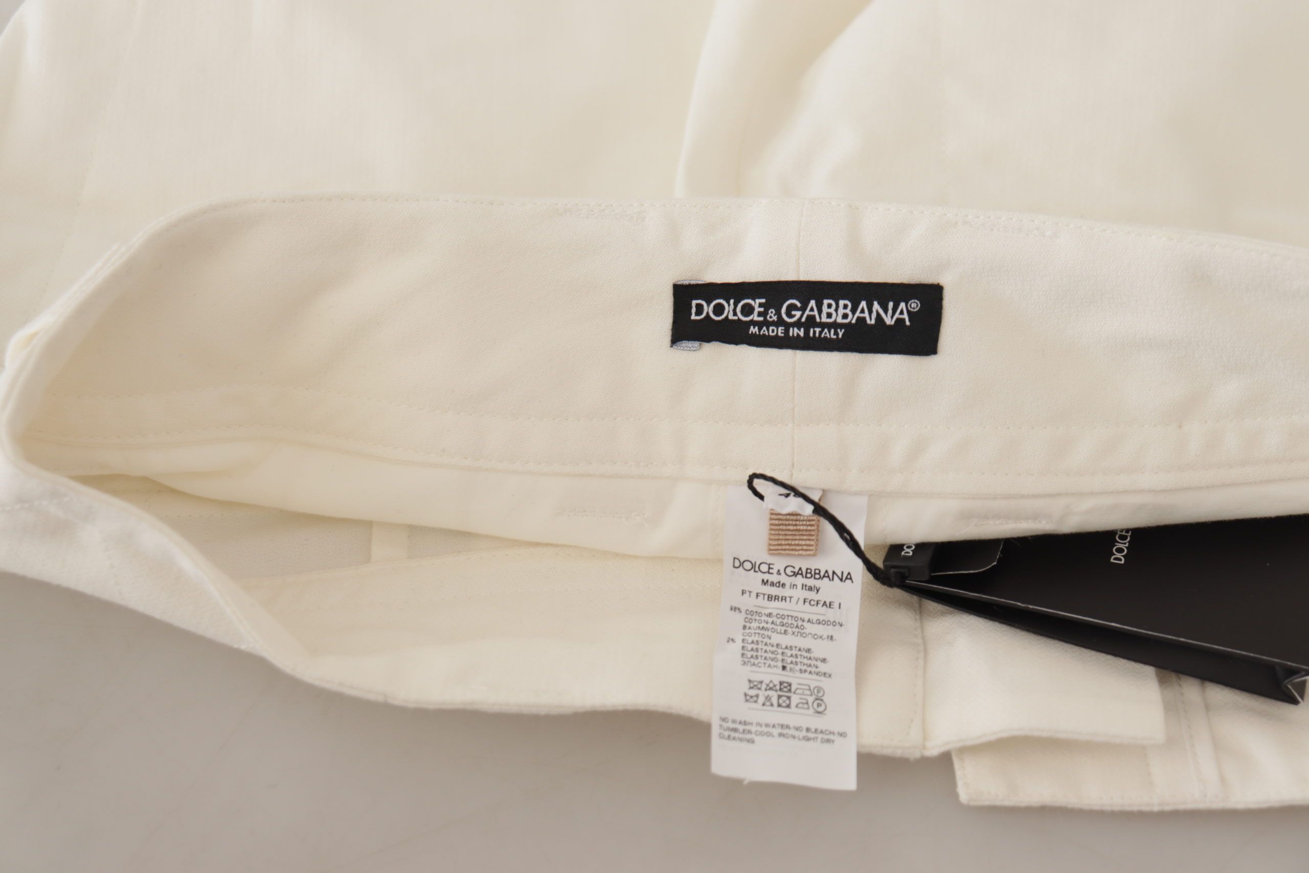 Dolce & Gabbana White tapered high-waisted cotton trousers for women-7