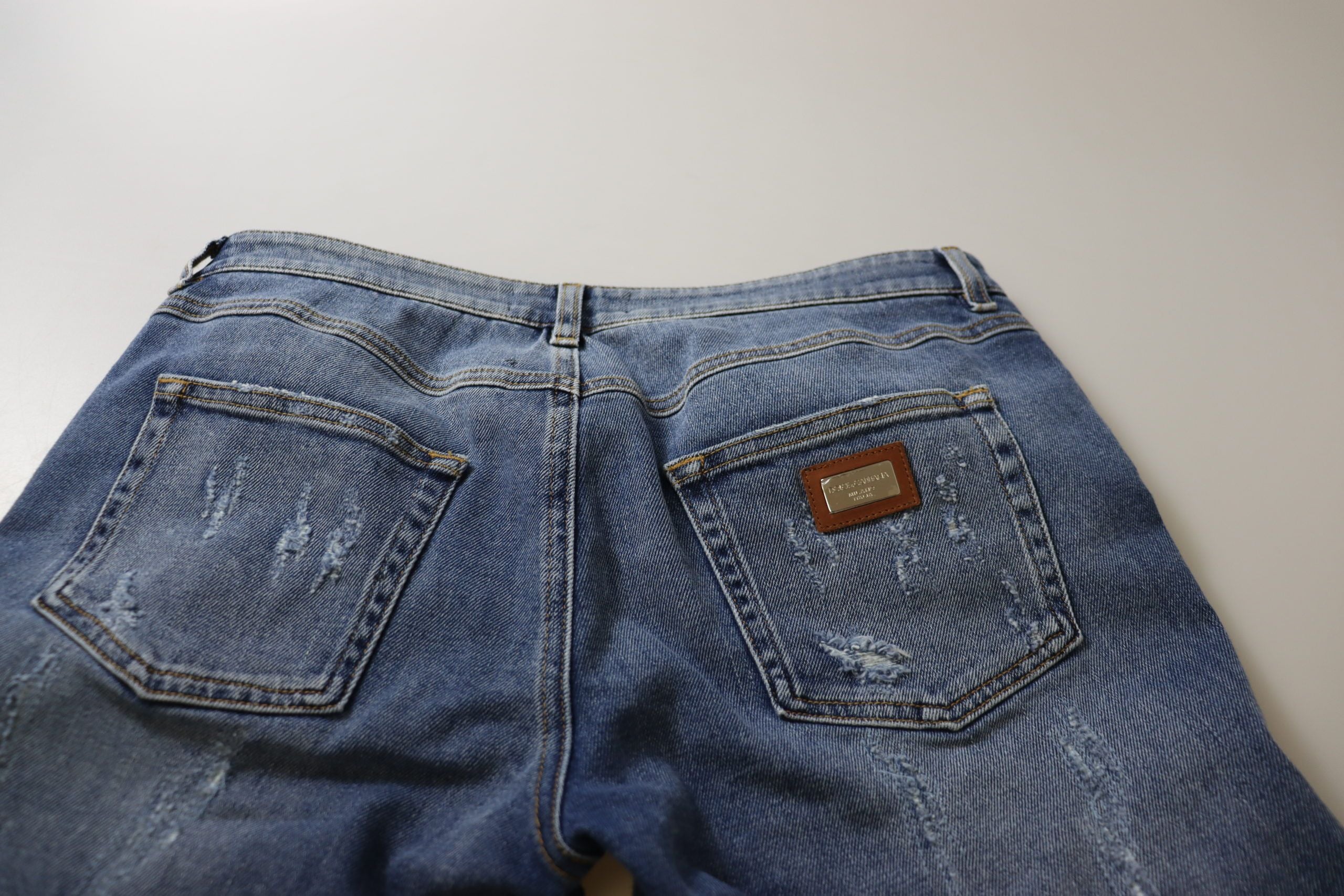 Dolce & Gabbana Blue Washed Cotton Low Waist Denim Skinny Jeans-4