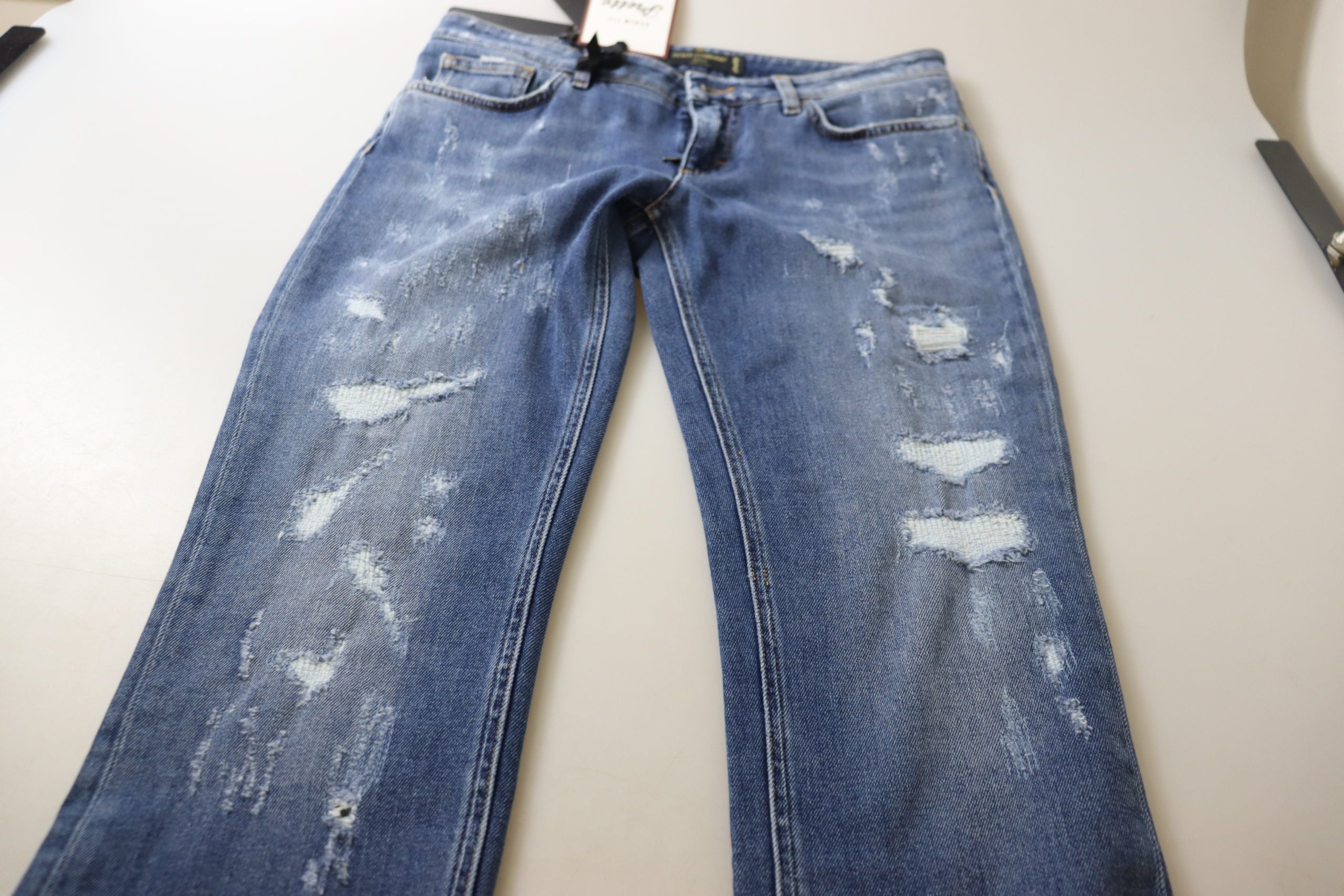 Dolce & Gabbana Blue Washed Cotton Low Waist Denim Skinny Jeans-6