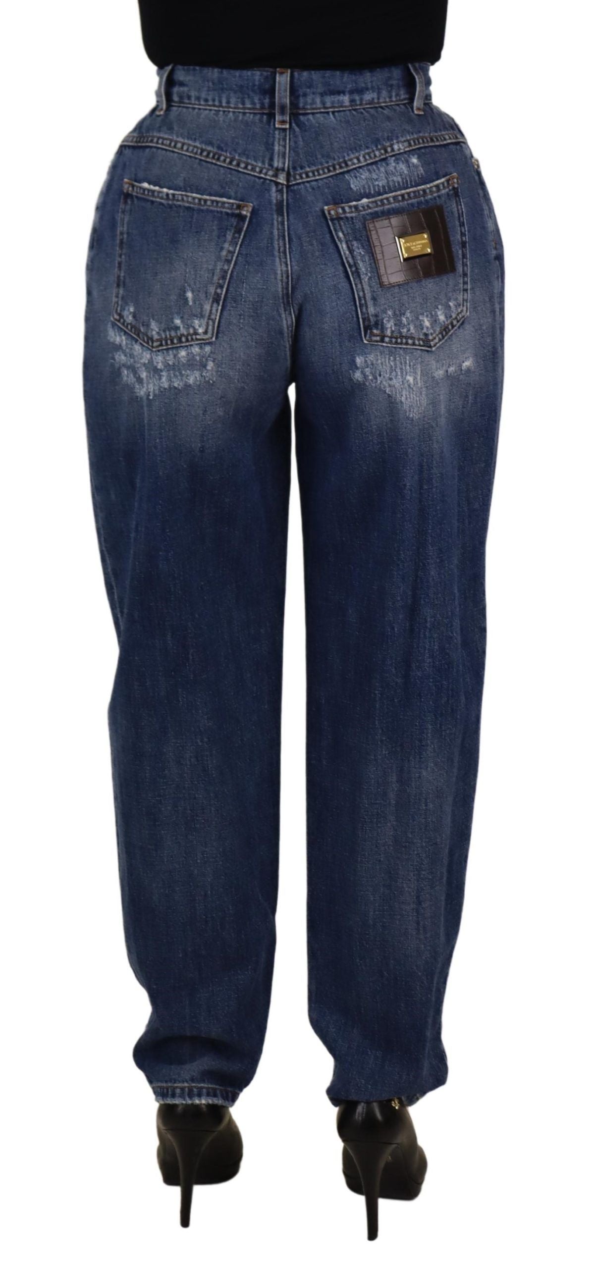 Dolce & Gabbana blue washed high-waisted trousers with a relaxed fit-2