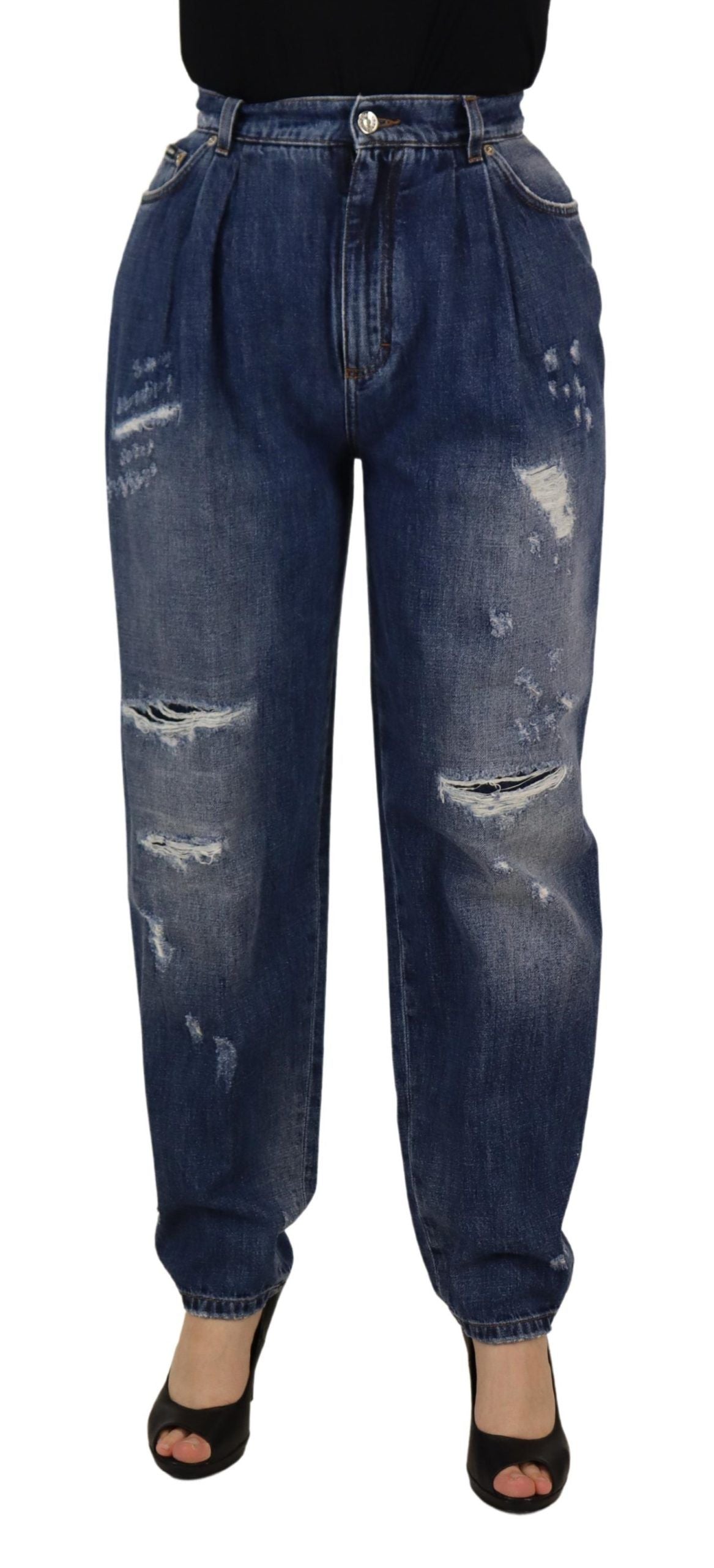 Pantalones Dolce & Gabbana de talle alto lavados en azul y corte relajado