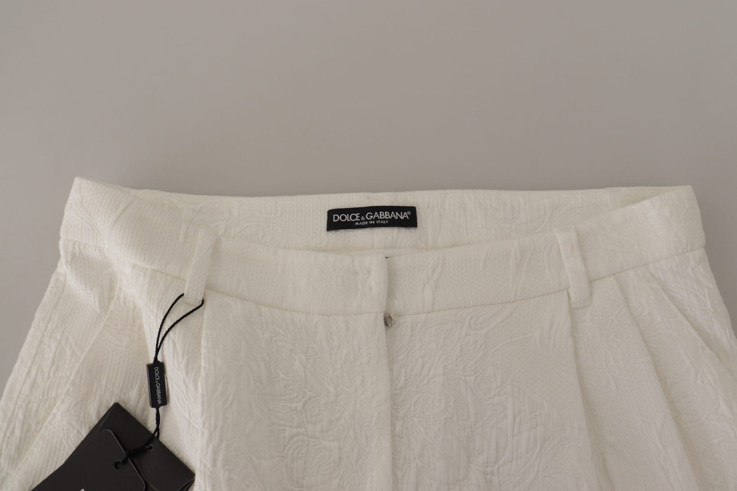 Dolce & Gabbana Weiße Culotte-Baumwollshorts mit hoher Taille-4